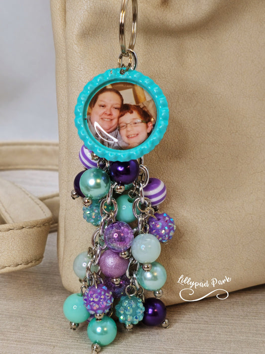 Picture Mothers day gift, Purple and Teal Purse Charm