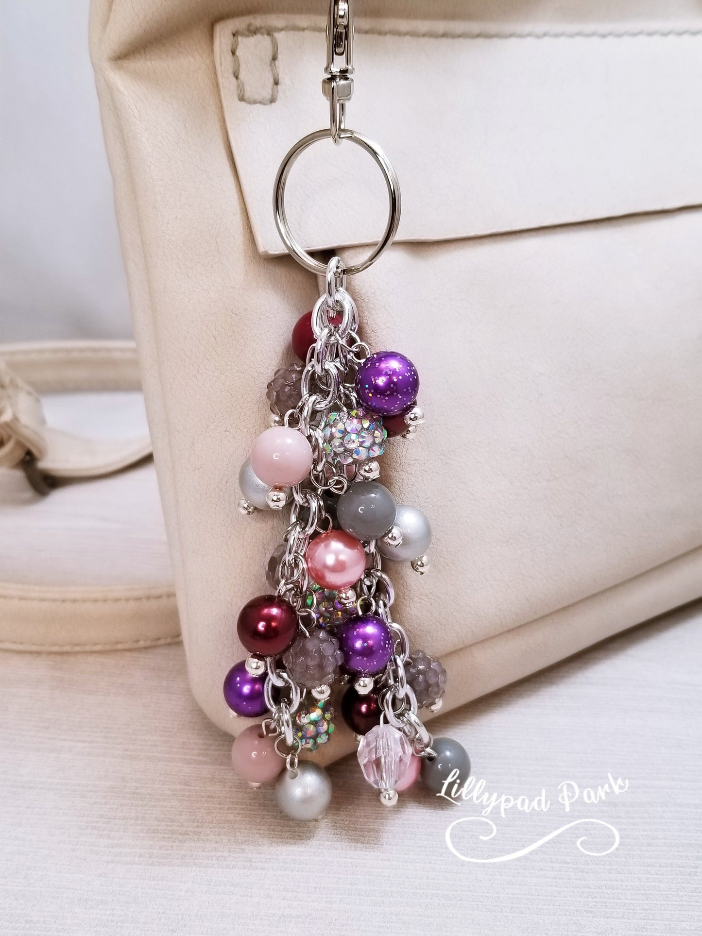Picture Mothers day gift, Blush, Maroon, Purple and Gray Purse Charm