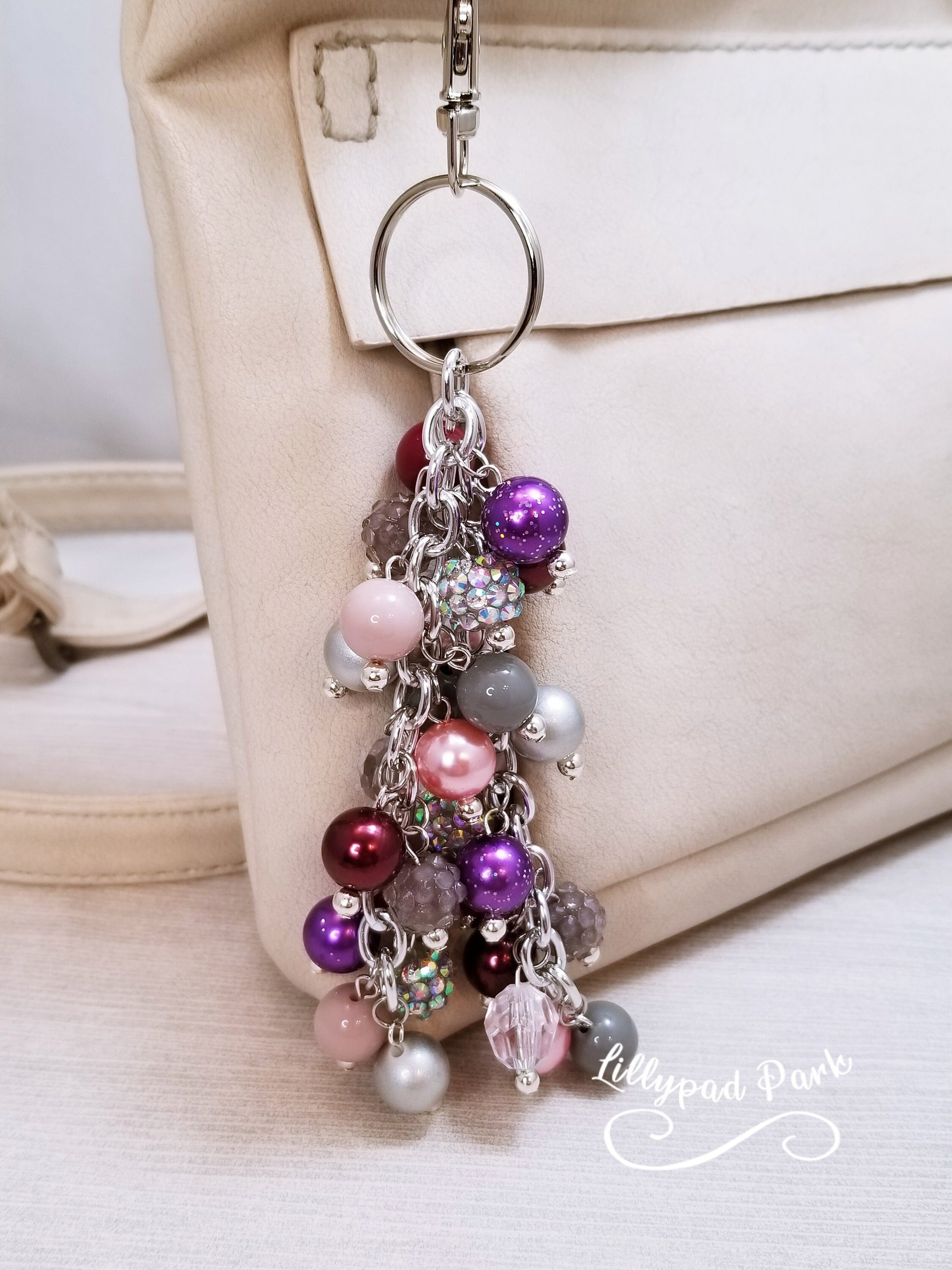 Picture Mothers day gift, Blush, Maroon, Purple and Gray Purse Charm