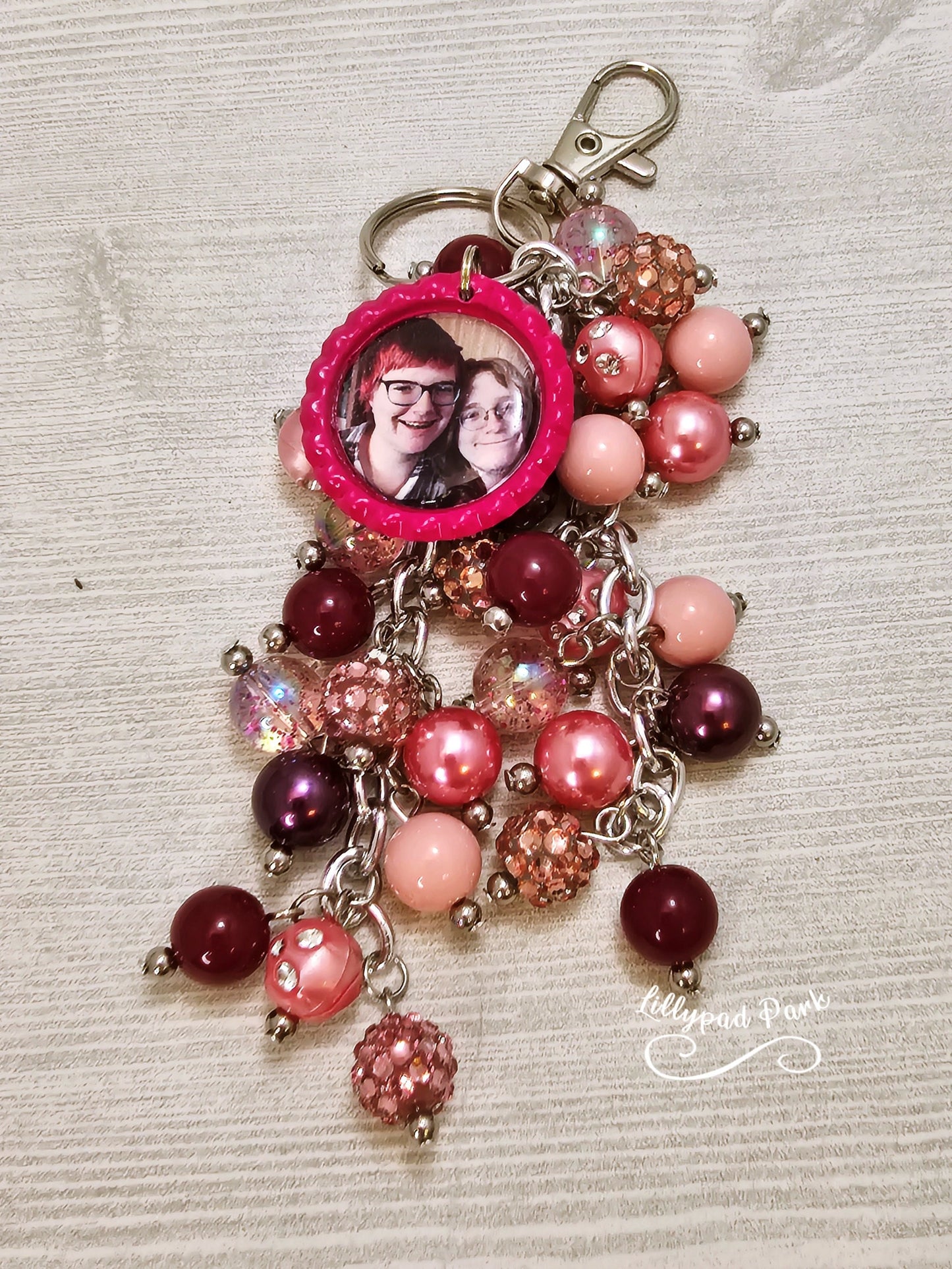 Picture Purse Charm, Pink and Maroon Purse Charm