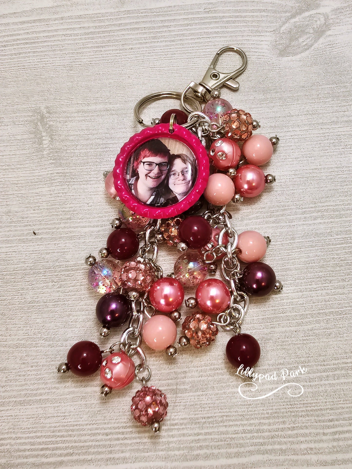 Picture Purse Charm, Pink and Maroon Purse Charm