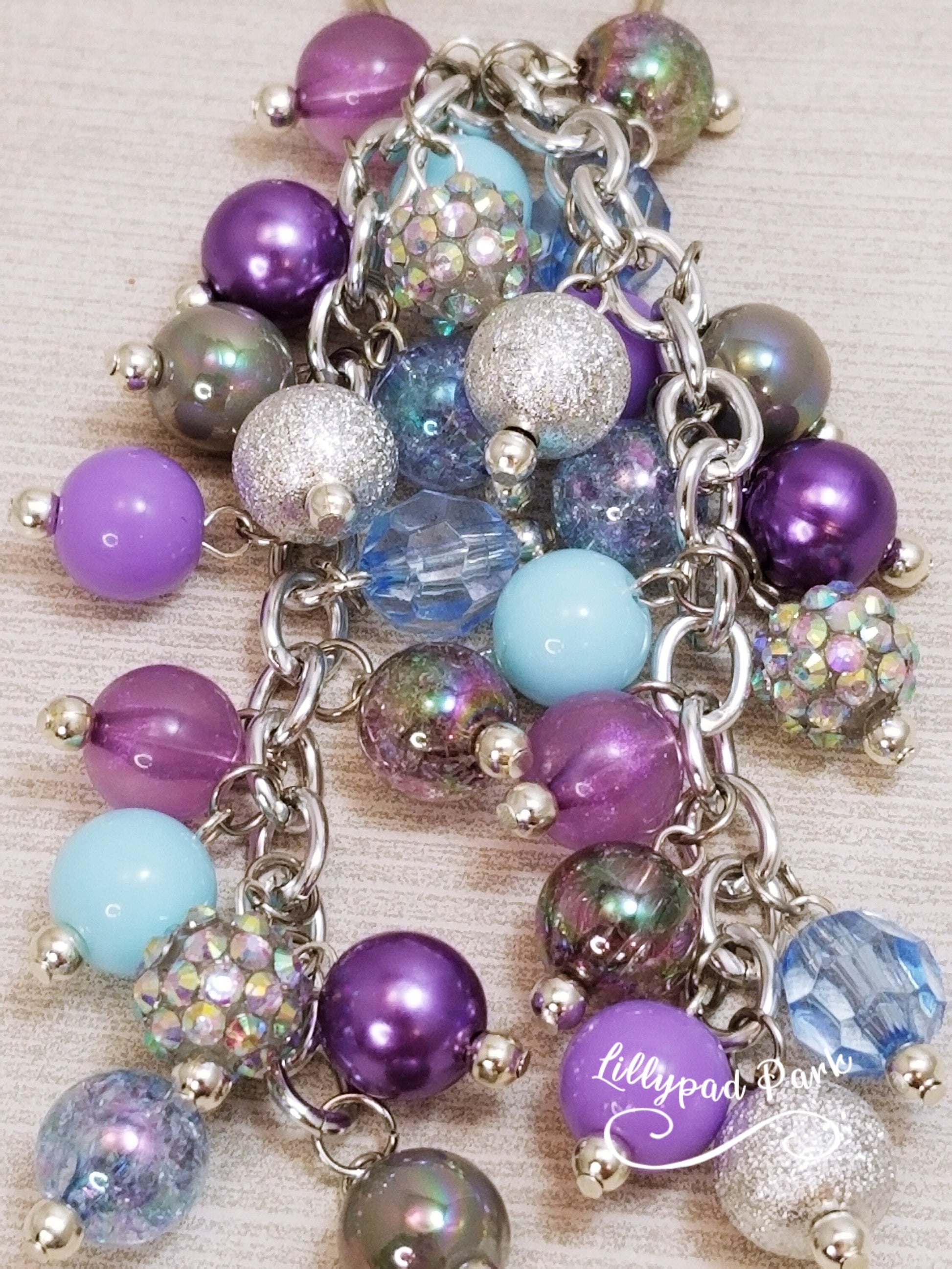 Picture Mothers day gift, Silver, Gray Blue and Purple, Purse Charm