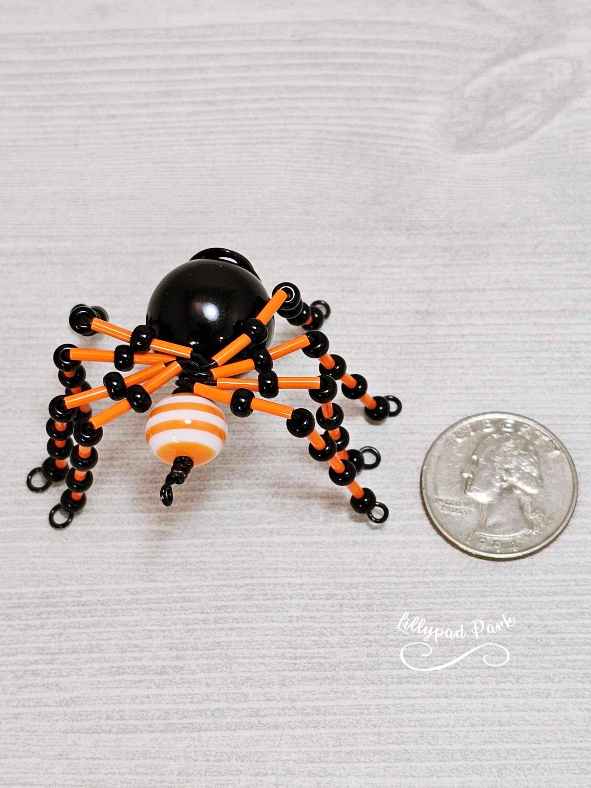 Orange and Black Beaded Spider, Halloween Spider