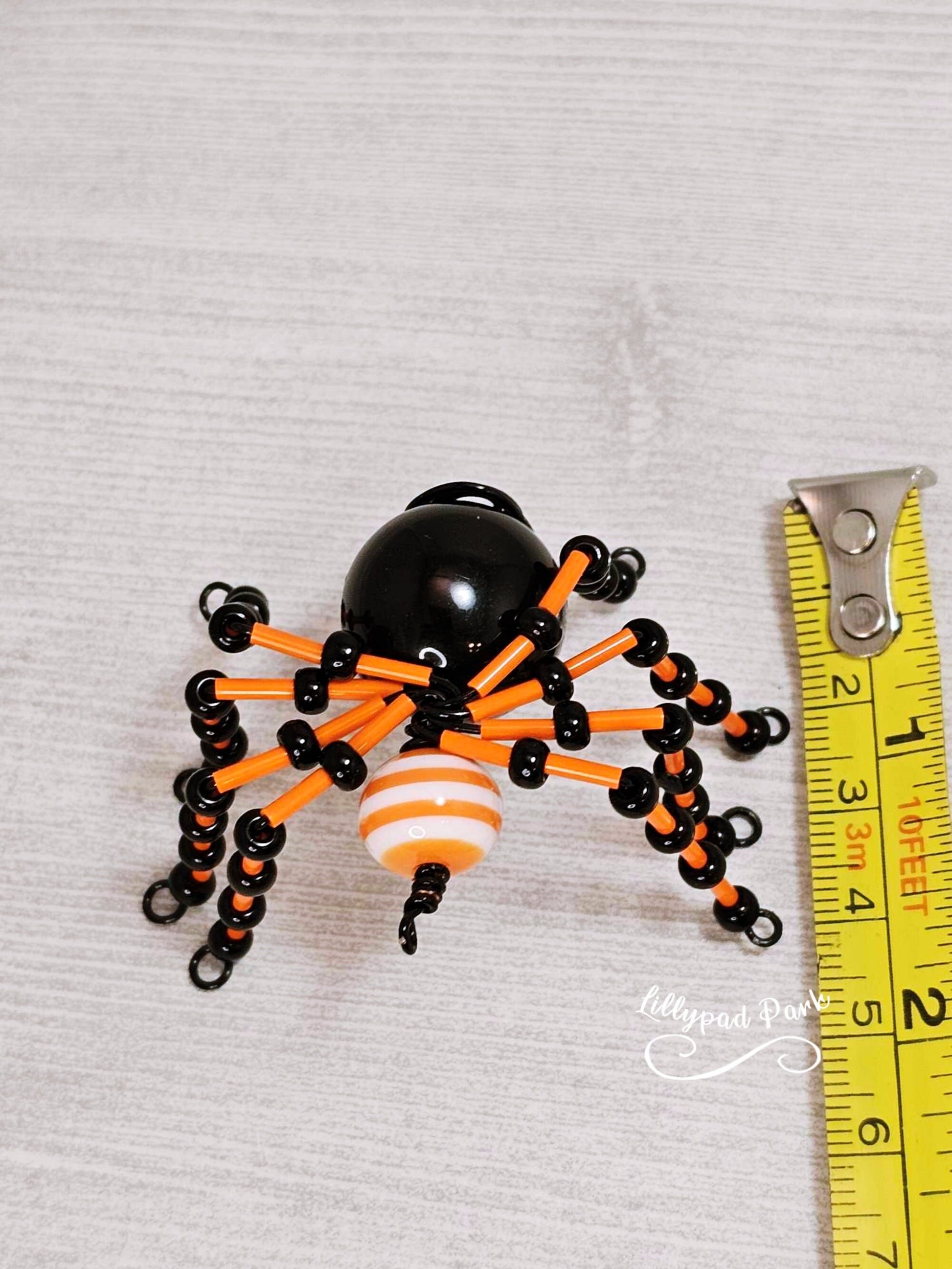 Orange and Black Beaded Spider, Halloween Spider
