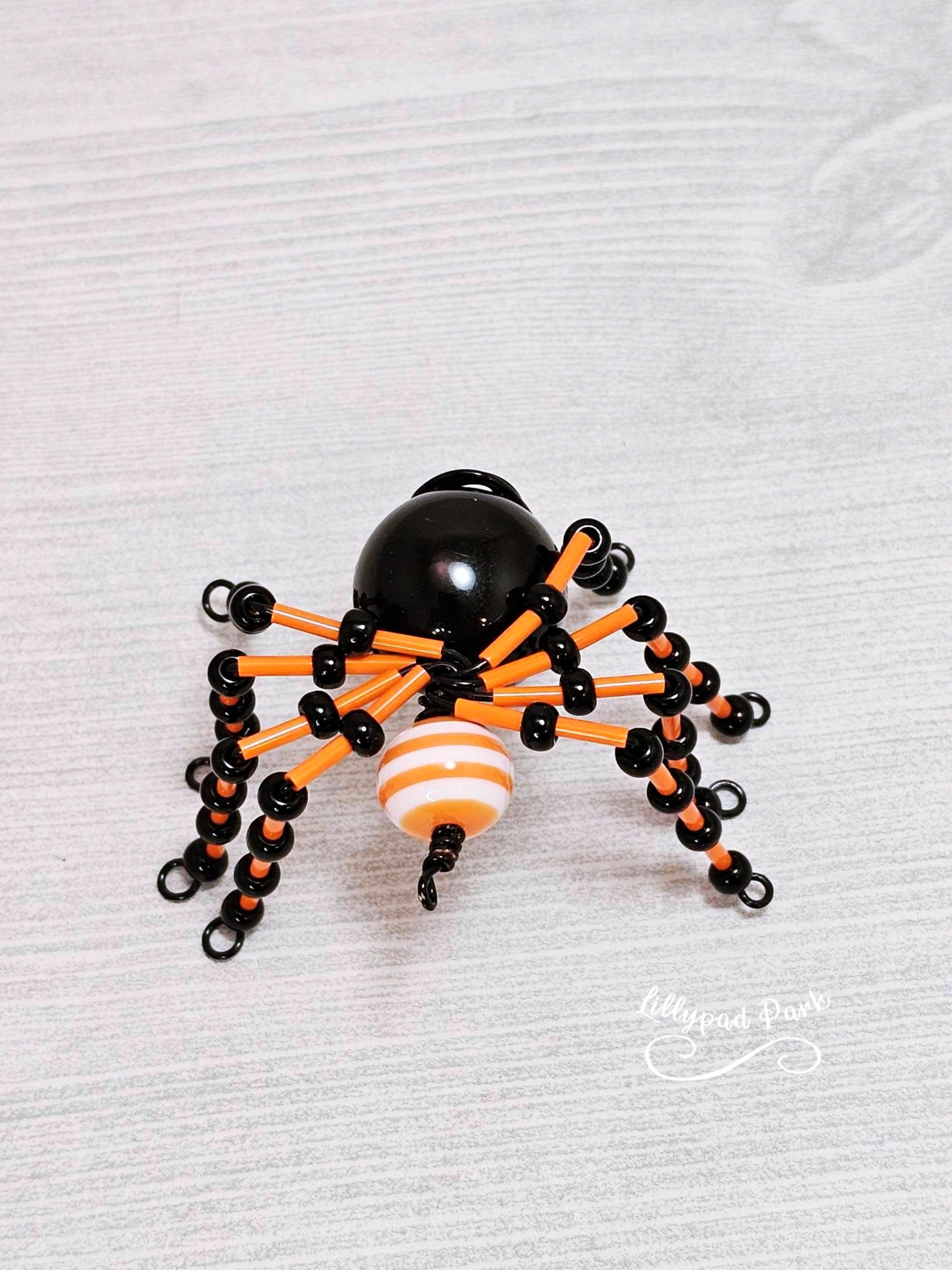 Orange and Black Beaded Spider, Halloween Spider