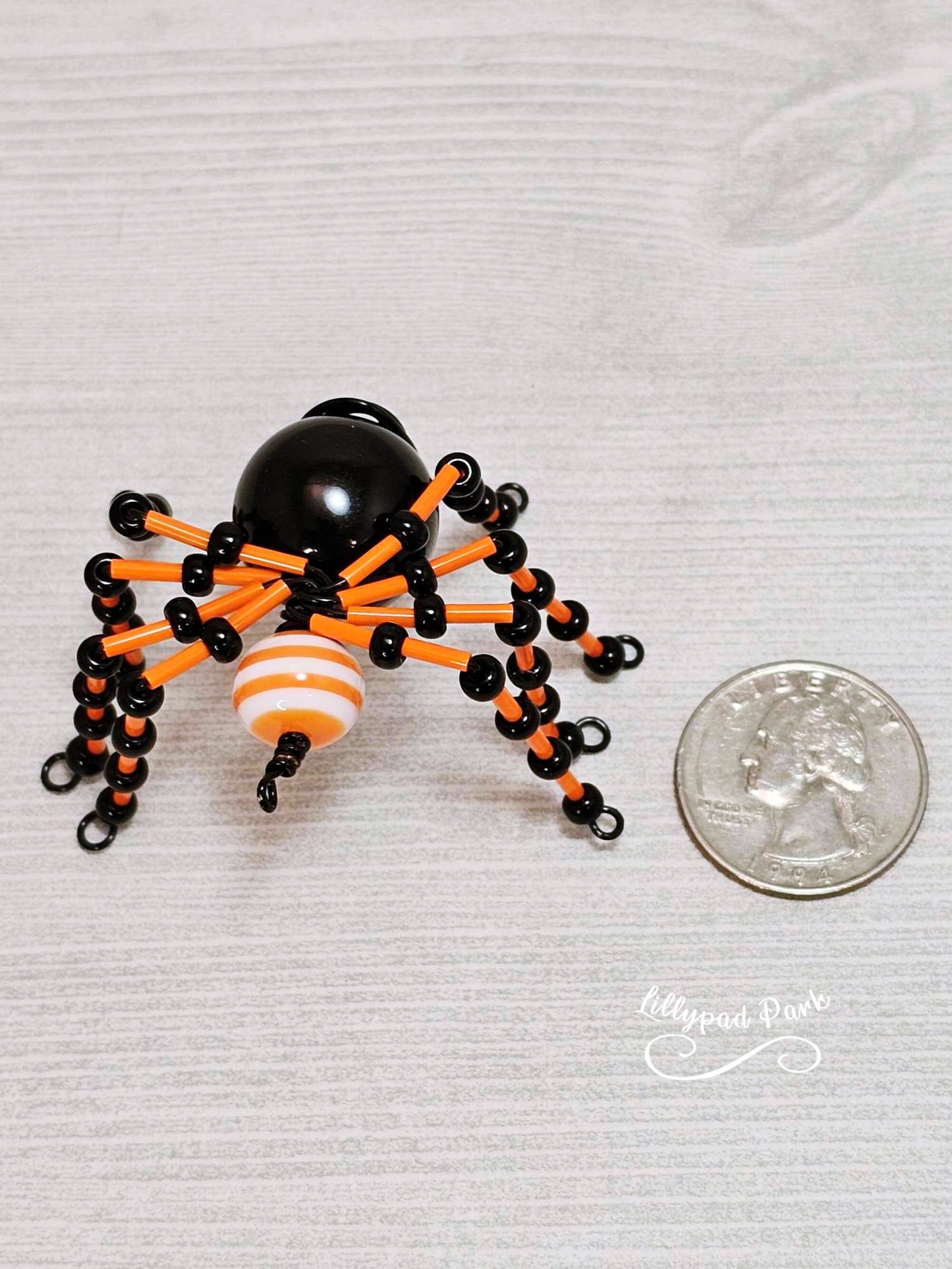 Orange and Black Beaded Spider, Halloween Spider