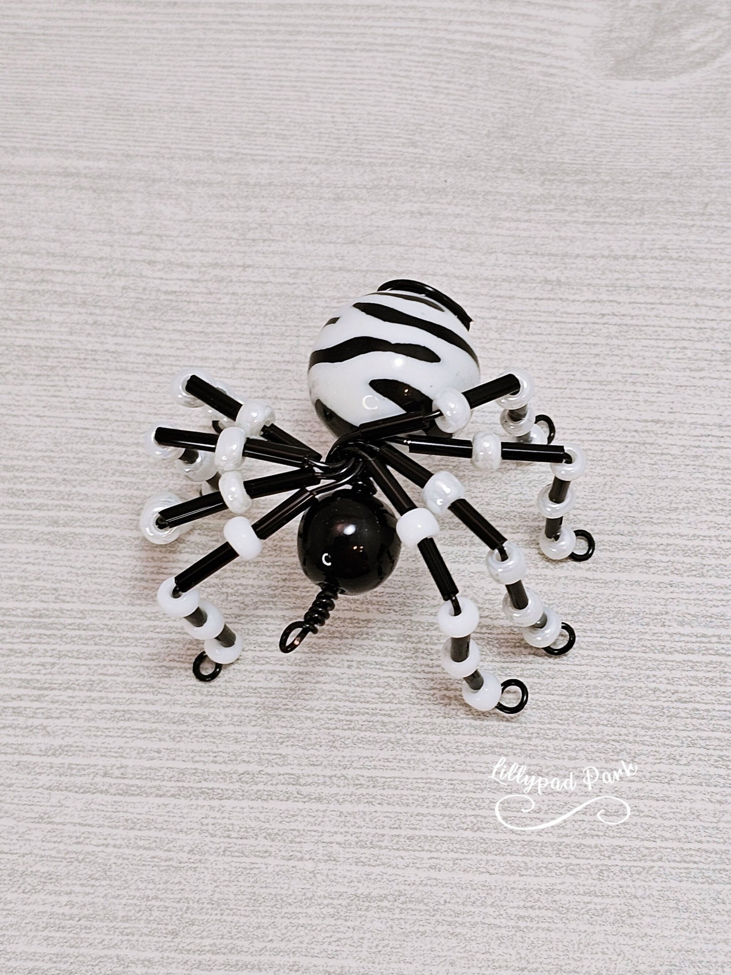 Zebra, Black and White Beaded Spider