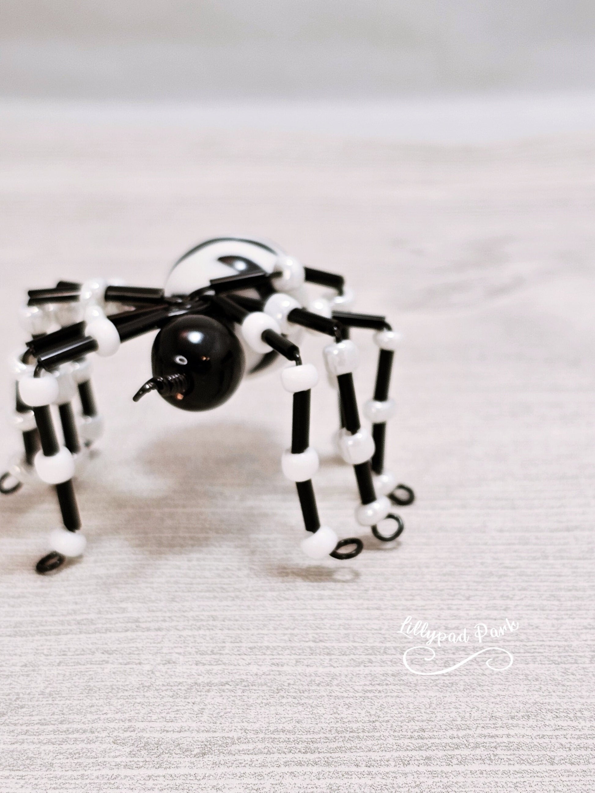 Zebra, Black and White Beaded Spider