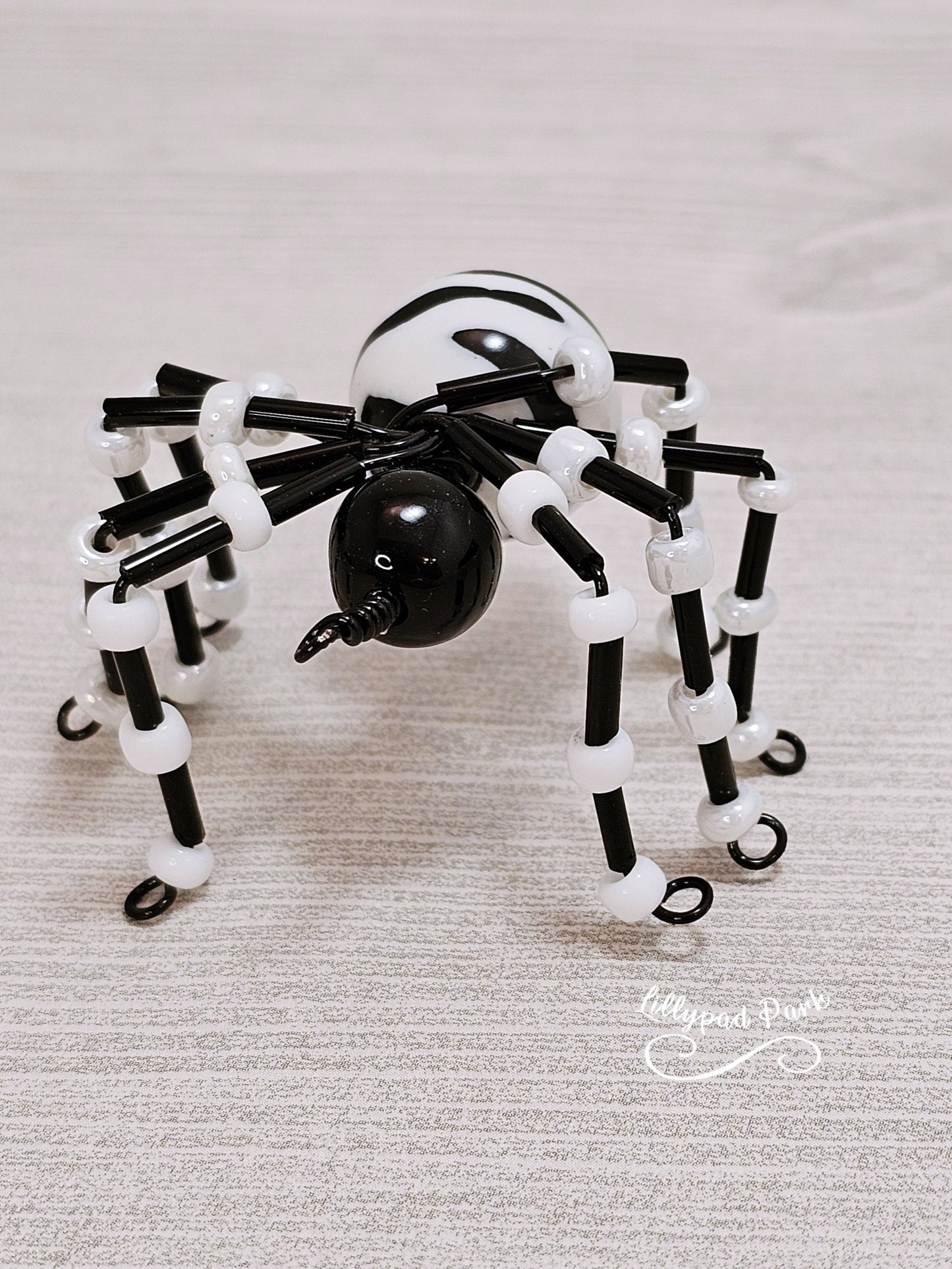Zebra, Black and White Beaded Spider