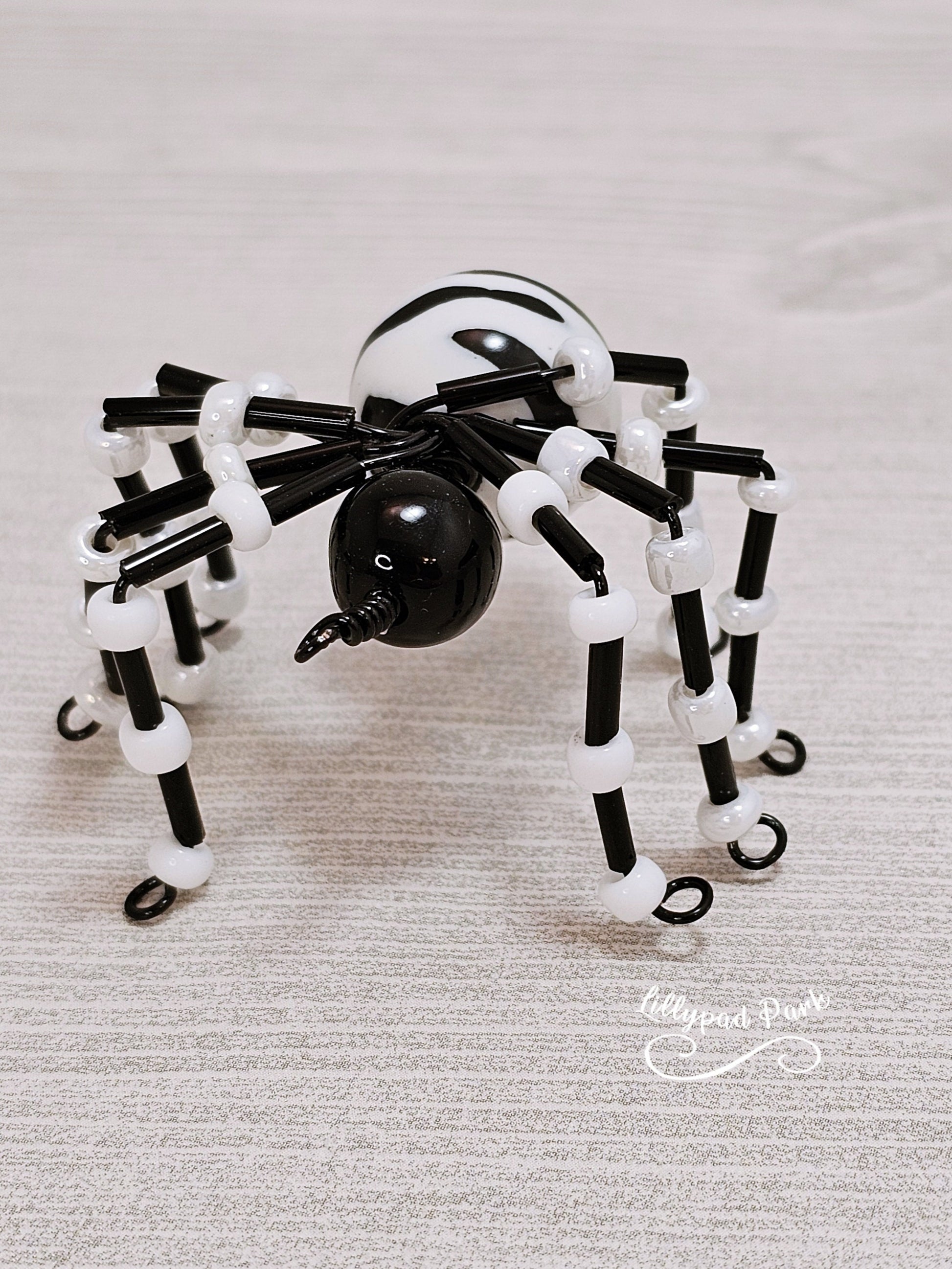 Zebra, Black and White Beaded Spider