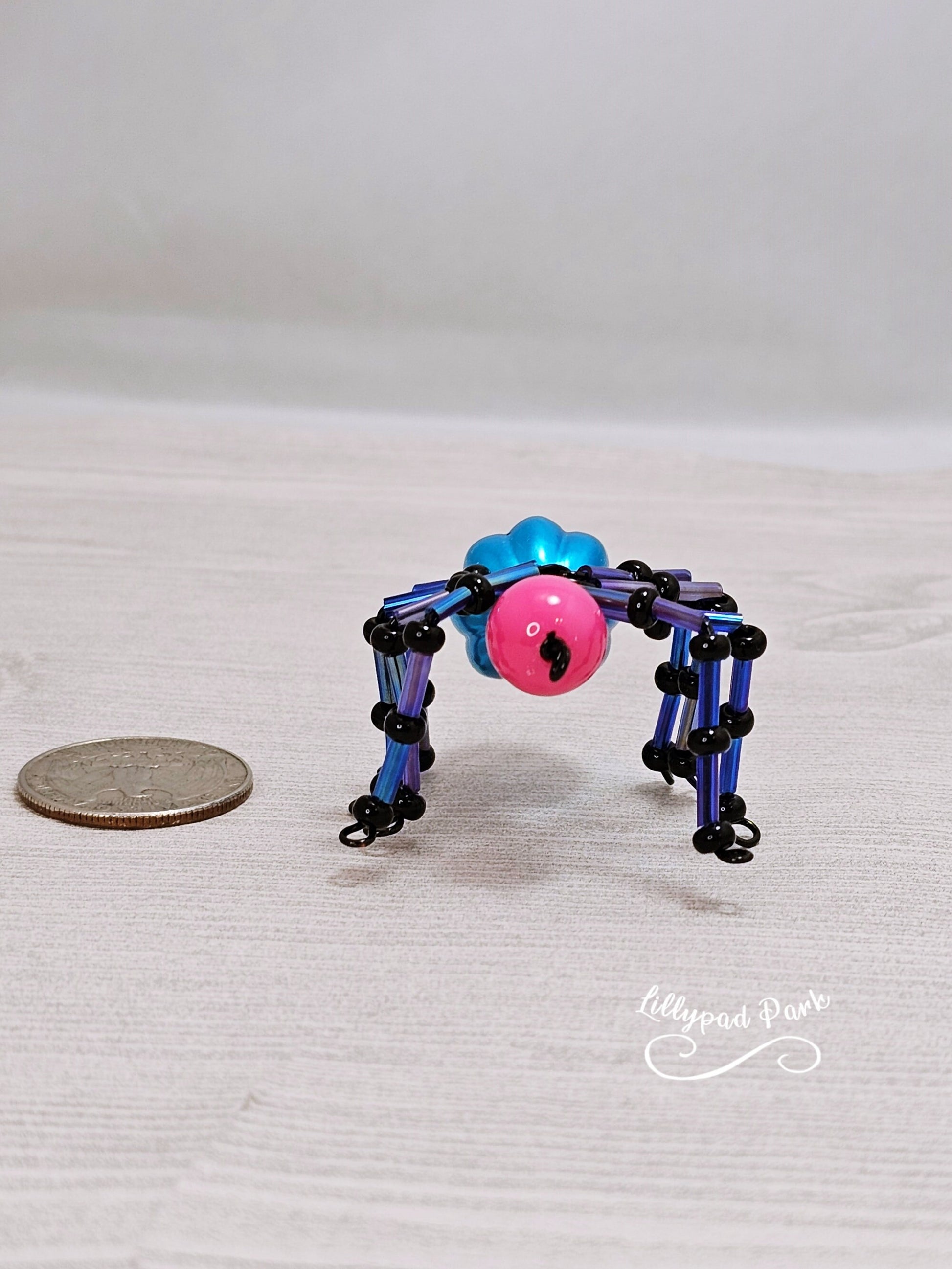 Pink, Blue and Black Beaded Spider
