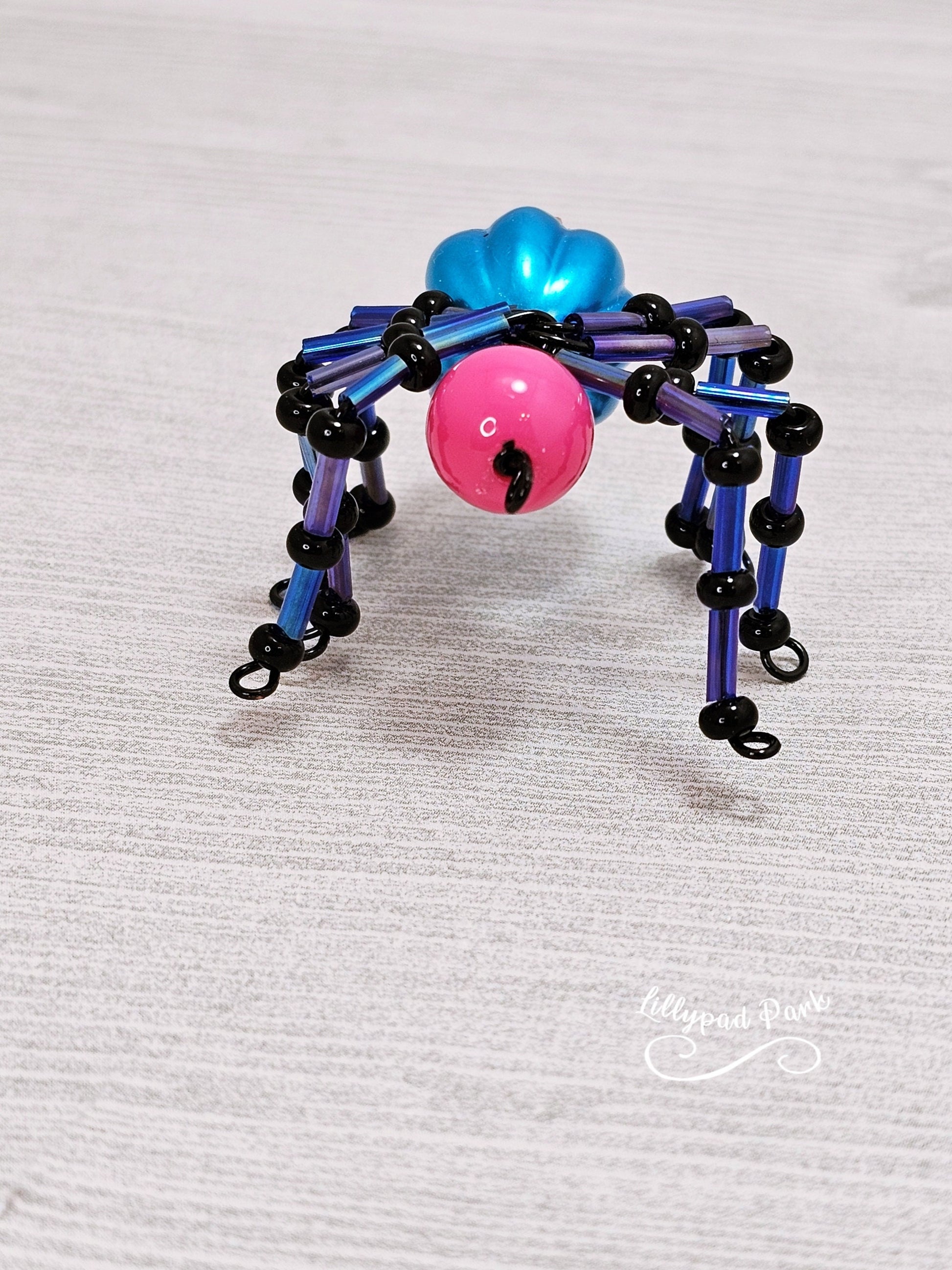 Pink, Blue and Black Beaded Spider