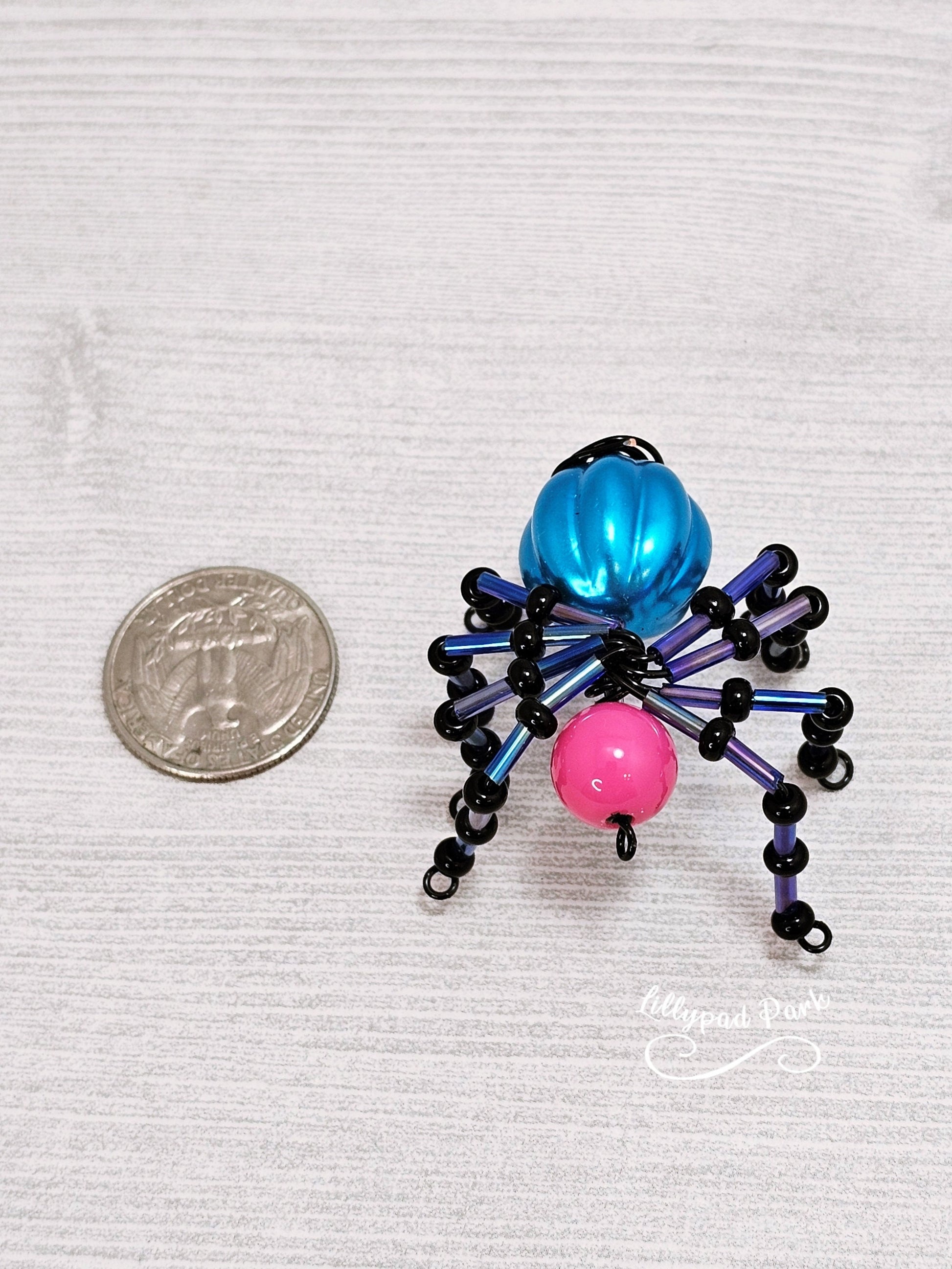 Pink, Blue and Black Beaded Spider