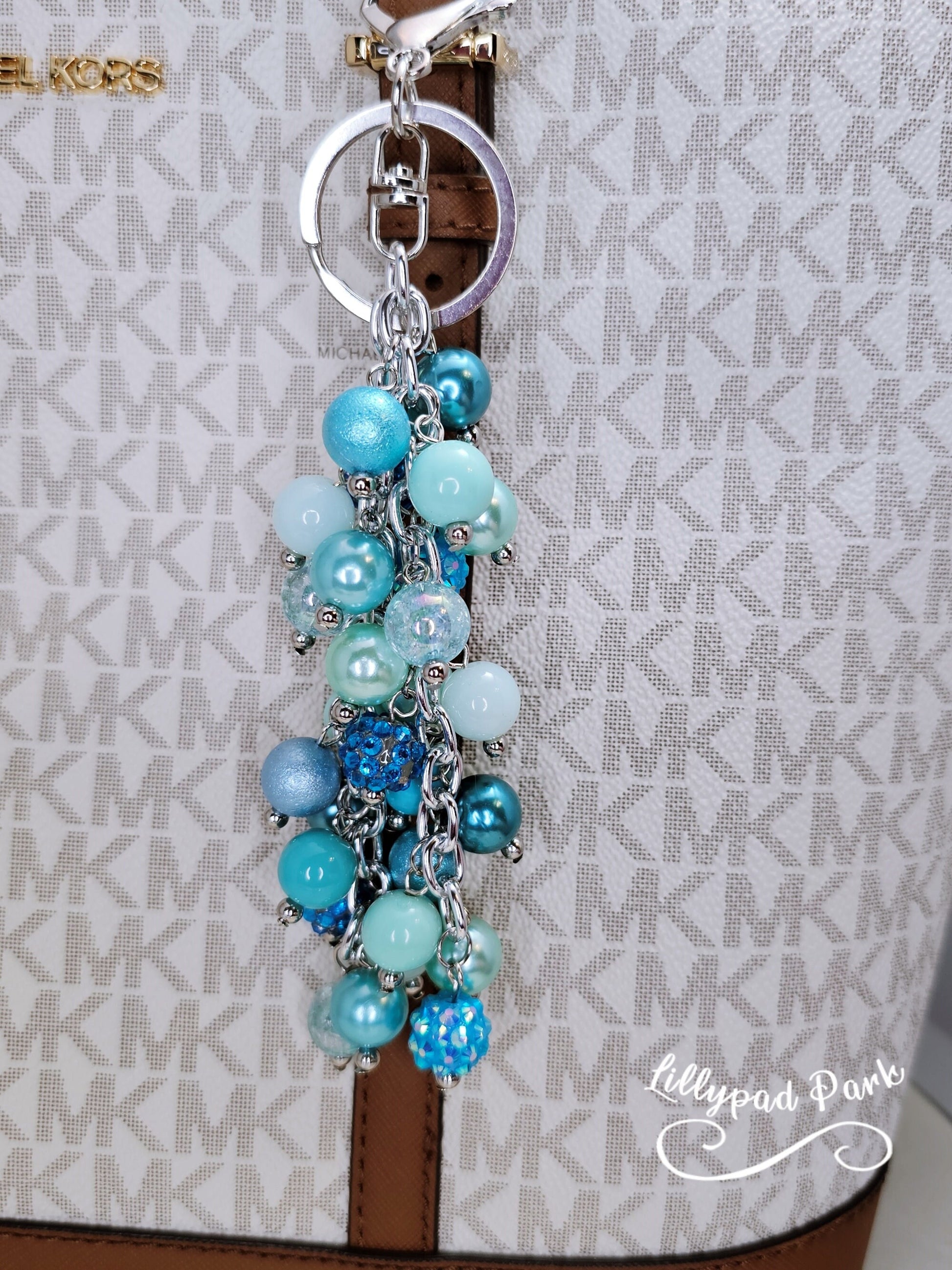 Teal and Aqua Purse charm, Bag Charm