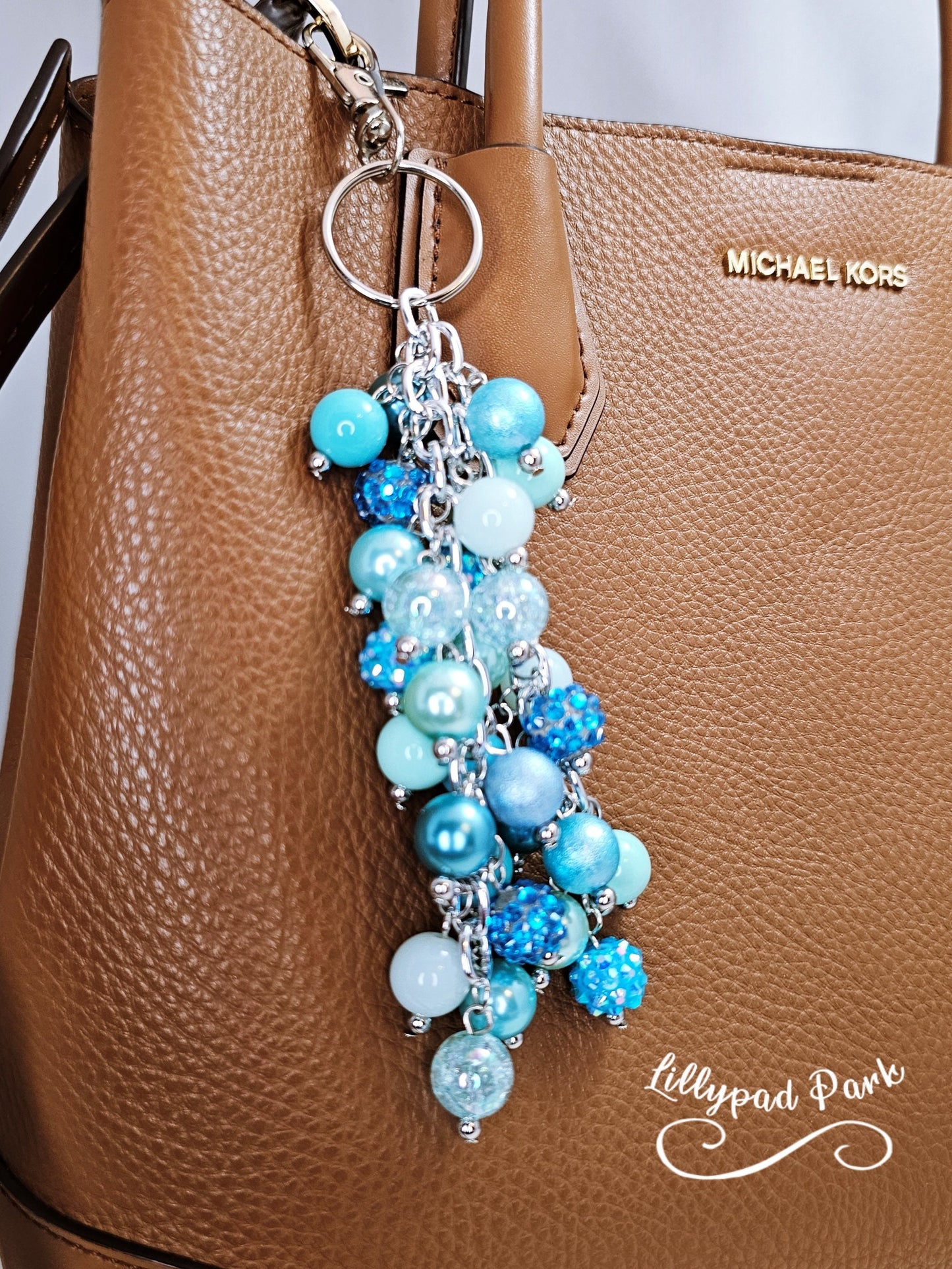Teal and Aqua Purse charm, Bag Charm