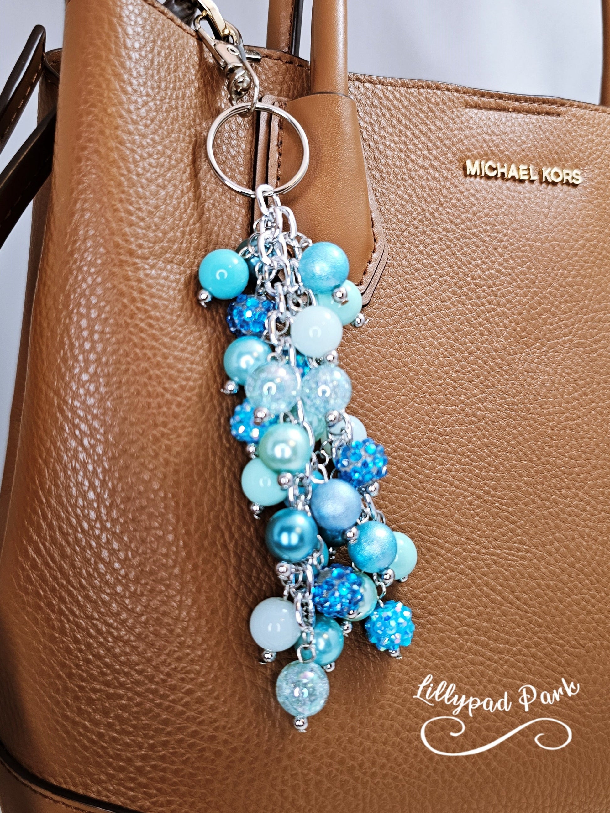 Teal and Aqua Purse charm, Bag Charm