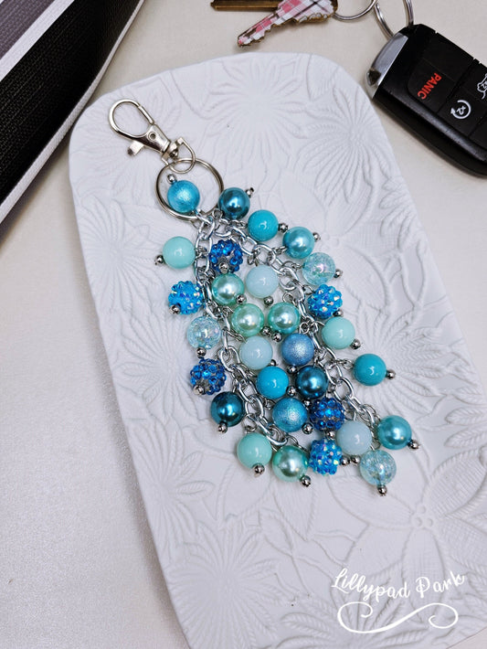 Teal and Aqua Purse charm, Bag Charm