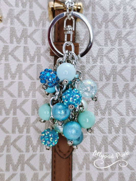 Teal and Aqua Purse charm, Back Pack Charm, Bag Charm, Purse accessory, Beaded accessory
