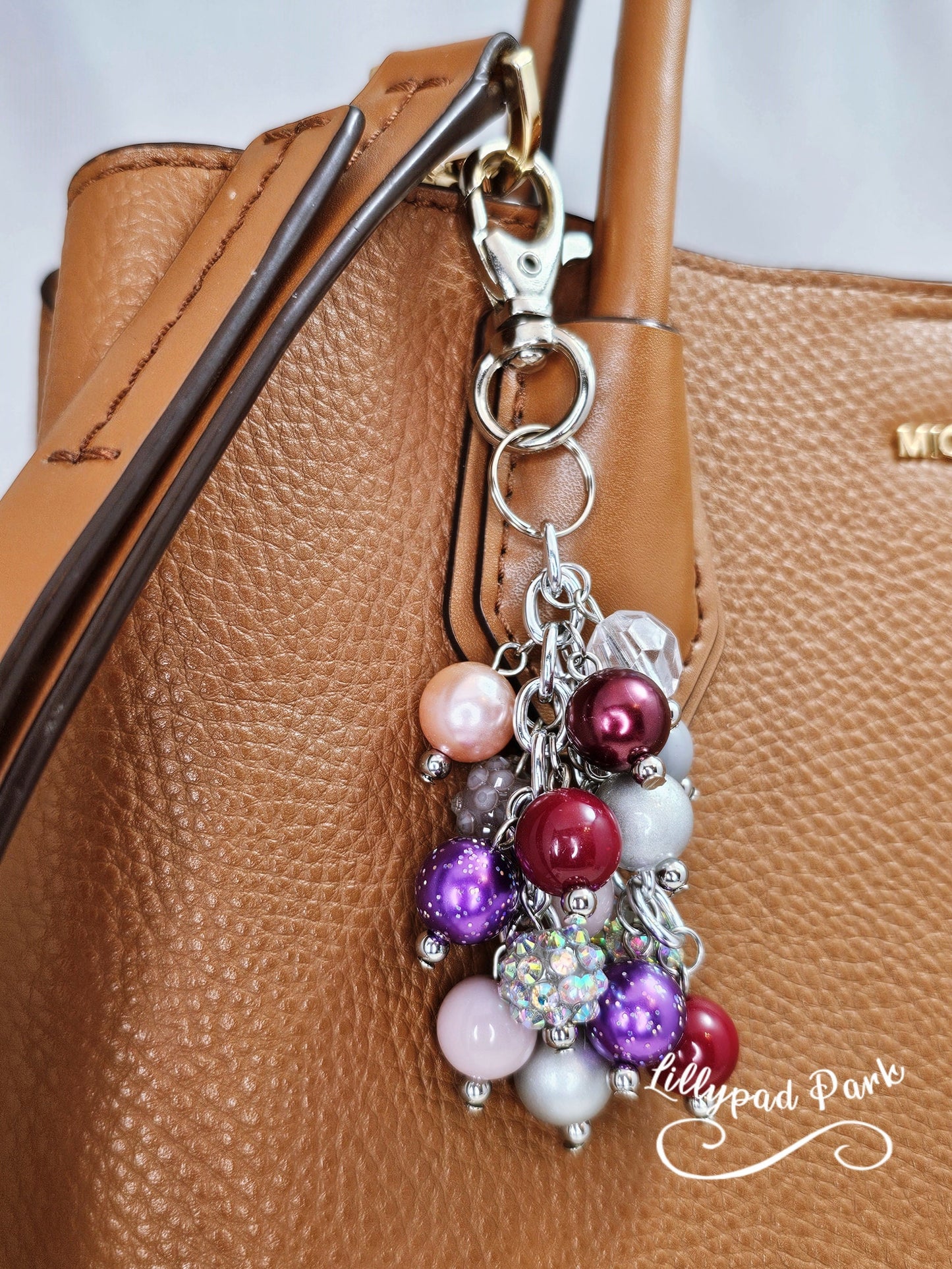 Crystal Plum Mini Purse Charm