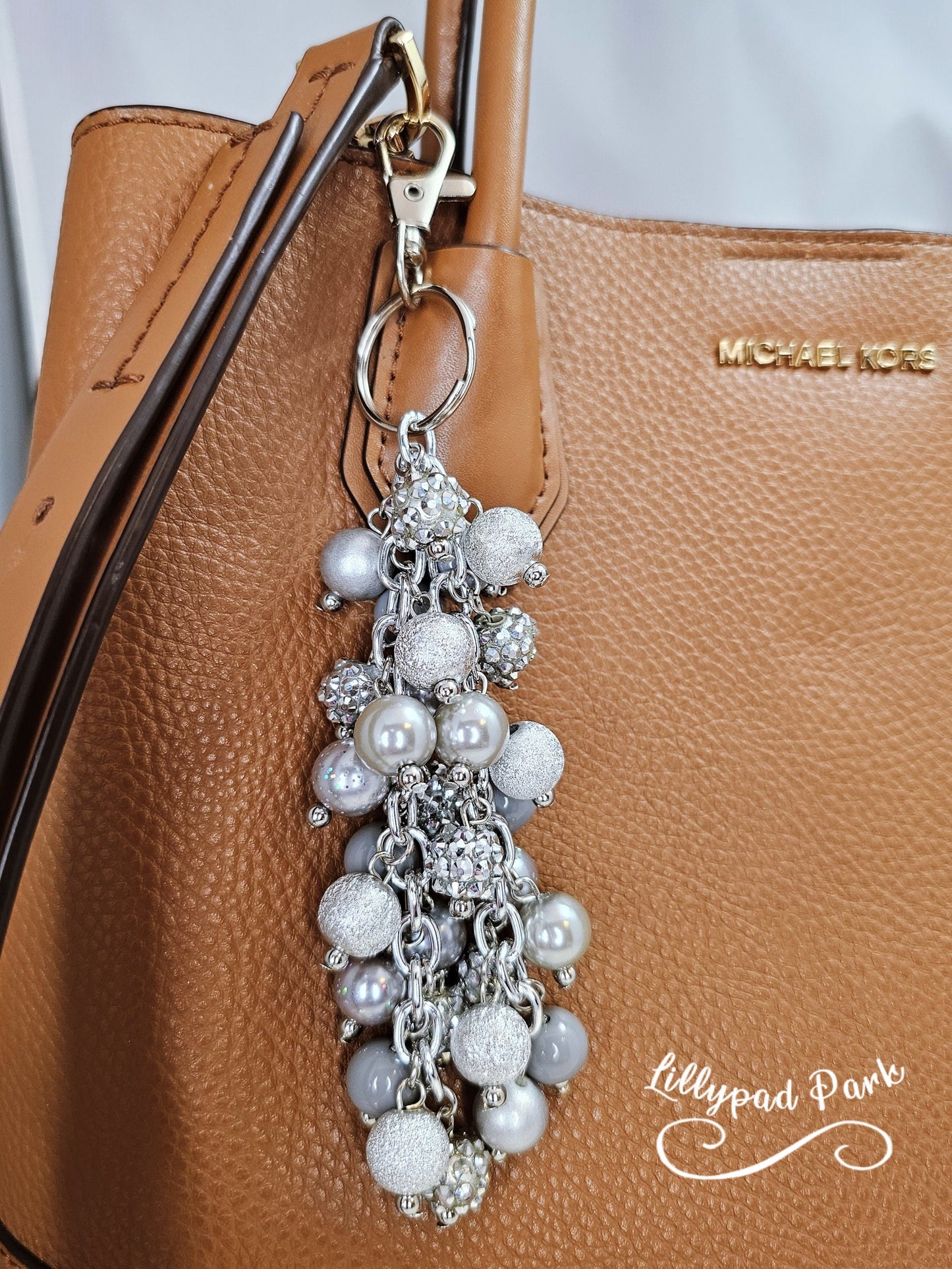Shimmering Silver Purse Charm