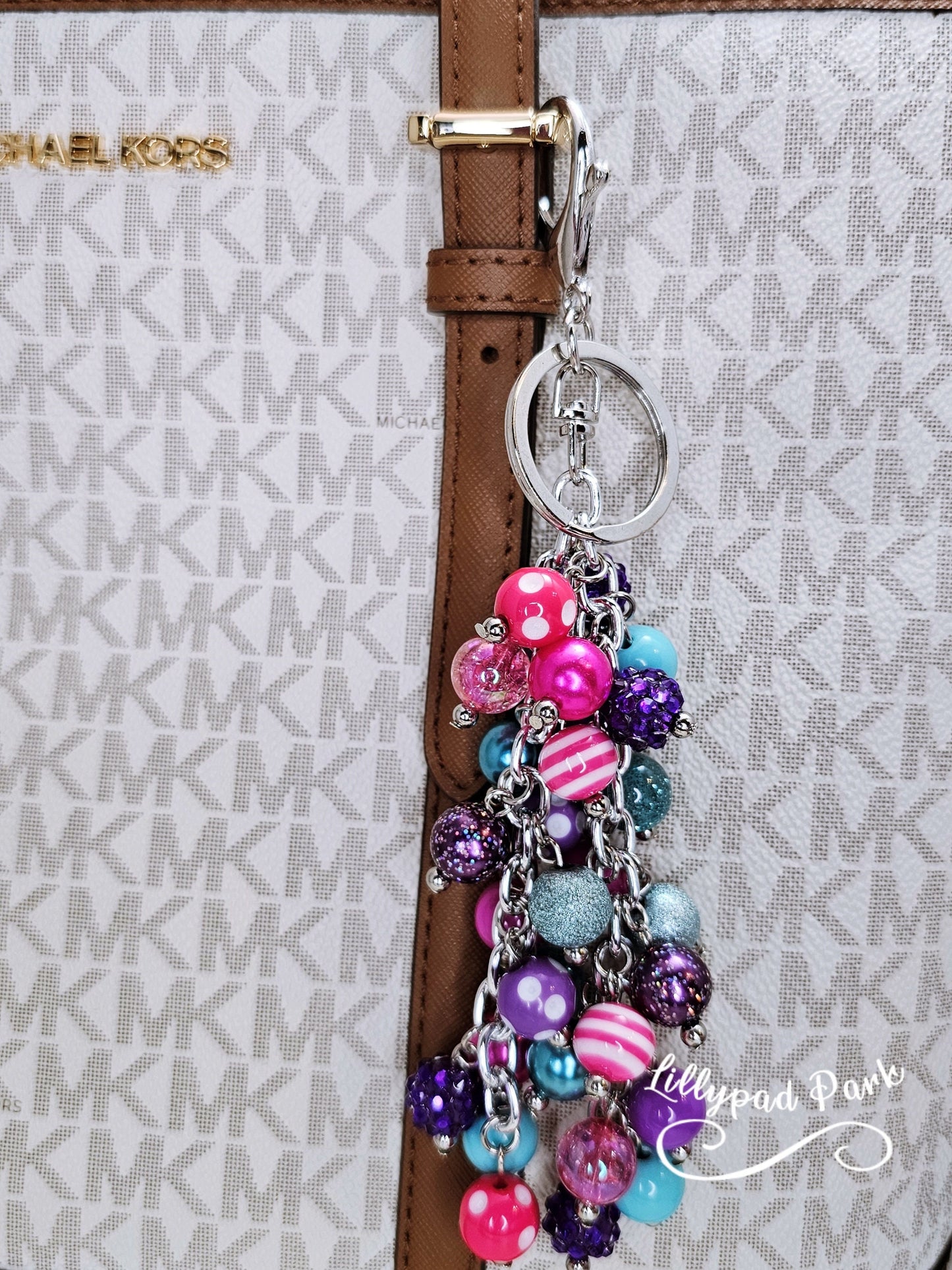 Pink, Purple, and Teal Purse charm, Bag bling