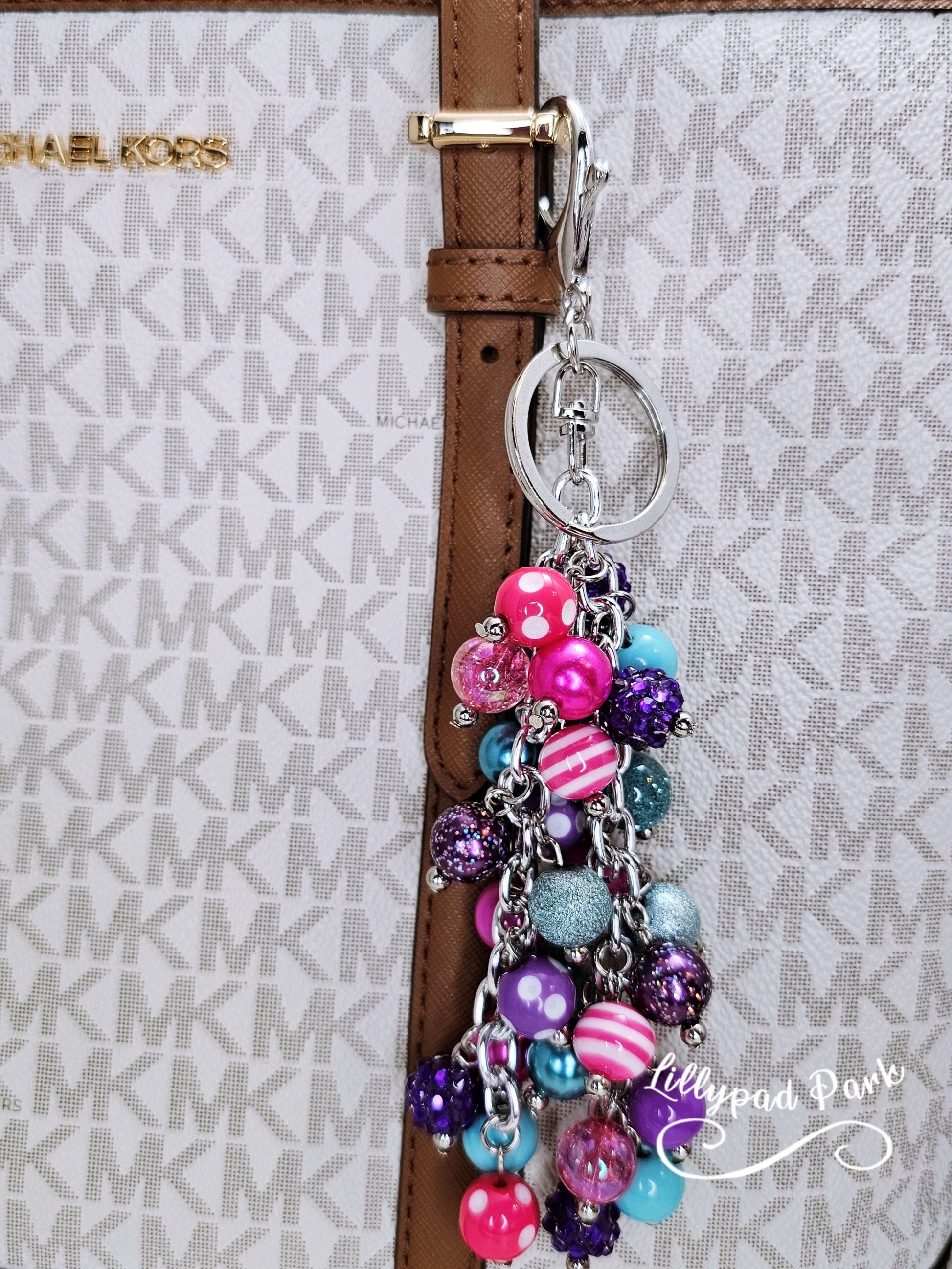 Pink, Purple, and Teal Purse charm, Bag bling