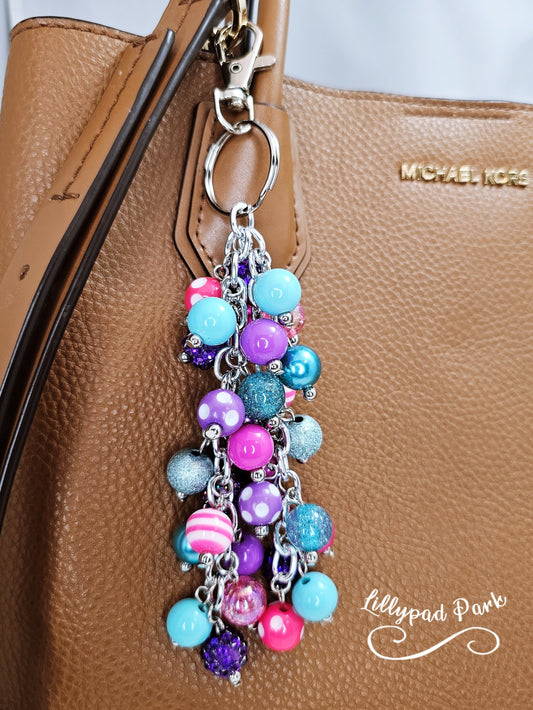 Pink, Purple, and Teal Purse charm, Bag bling
