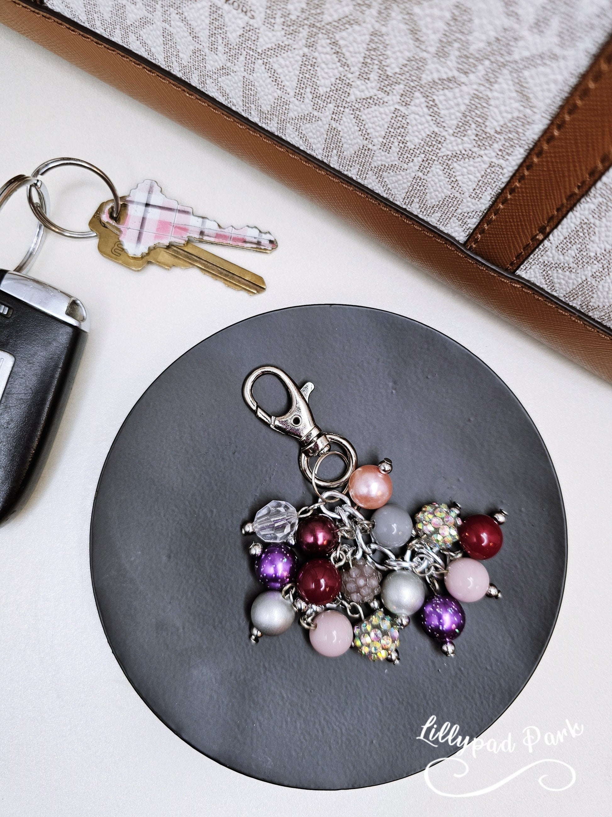 Crystal Plum Mini Purse Charm