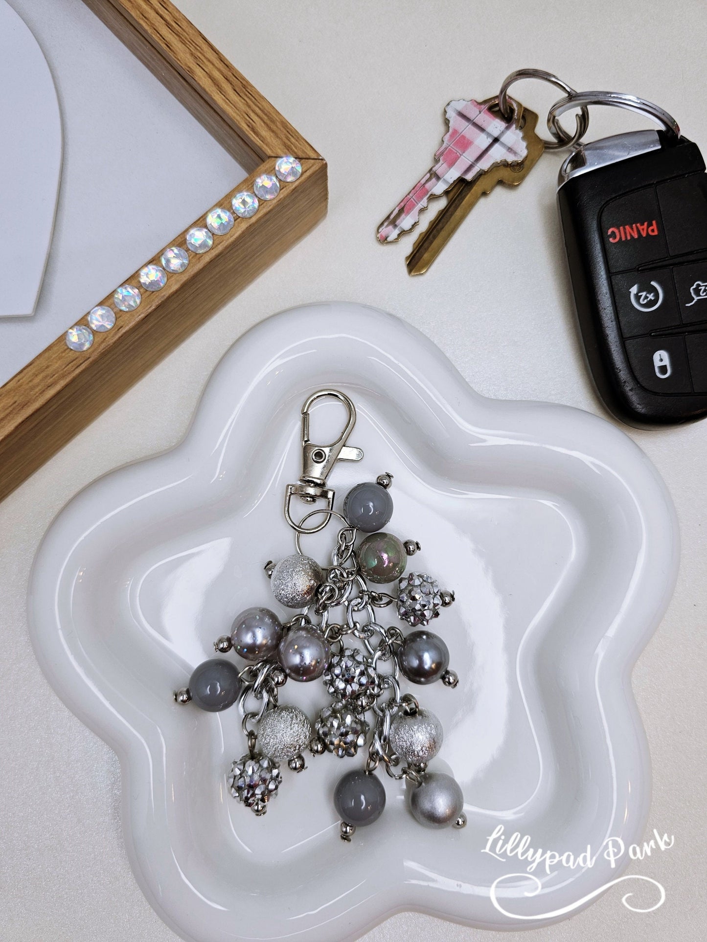 Shimmering Silver Mini Purse Charm