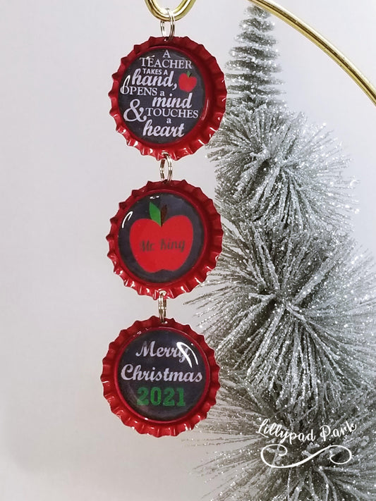 Custom Teacher Christmas Ornament, Personalized Teacher Ornament, Teacher Gift, Teacher Appreciation Gift, Teacher Keepsake Gift