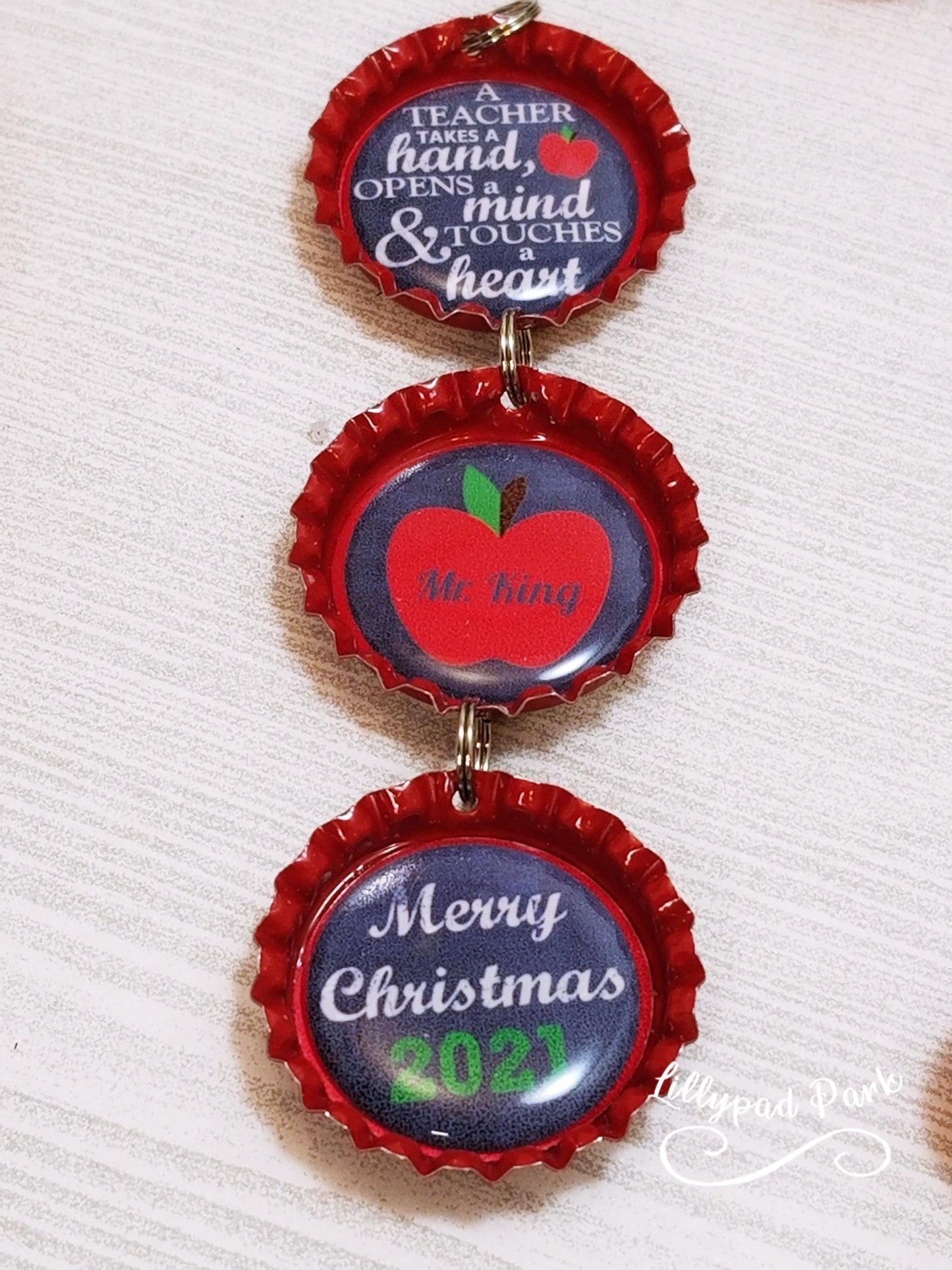 Custom Teacher Christmas Ornament, Personalized Teacher Ornament, Teacher Gift, Teacher Appreciation Gift, Teacher Keepsake Gift