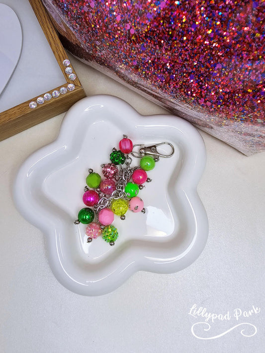Green and Pink Luxury Mini bag charm, Wicked Mini Purse charm for Handbags, Purse accessory, hand beaded, Wicked bling