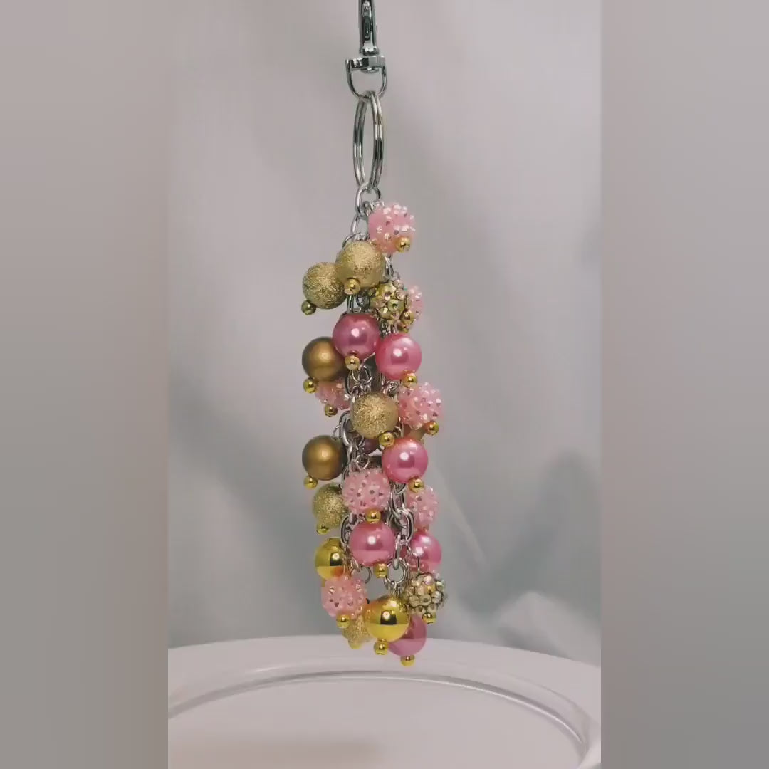 Pink and Gold Purse charm, Bag Charm