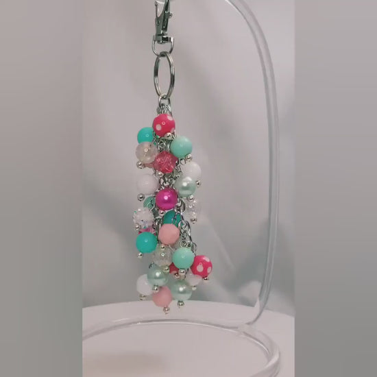 Handmade Beaded Mini Purse Charm or Bag Charm that dangles like a keychain