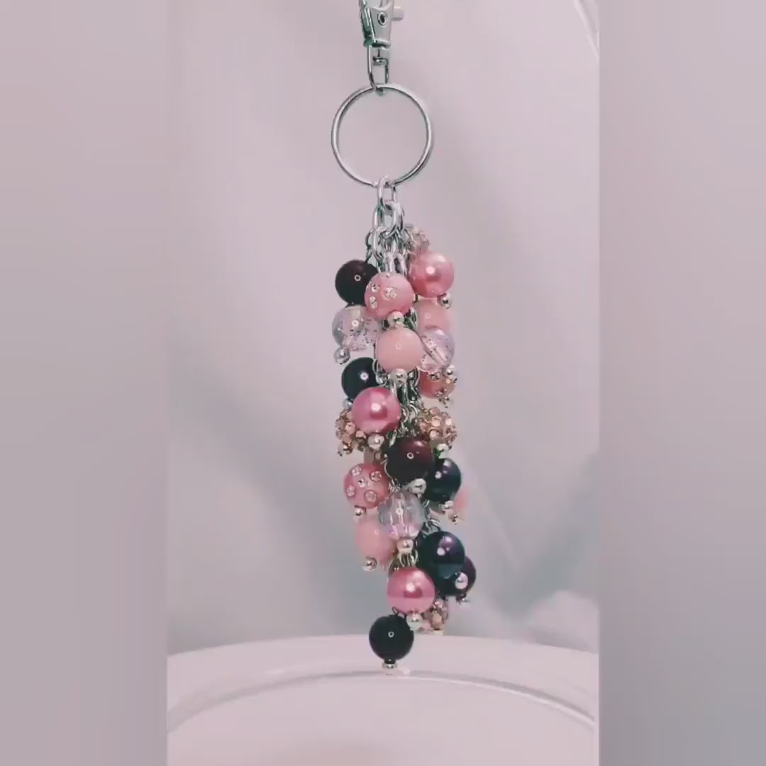 Handmade Beaded Mini Purse Charm or Bag Charm that dangles like a keychain