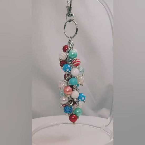 Handmade Beaded Mini Purse Charm or Bag Charm that dangles like a keychain