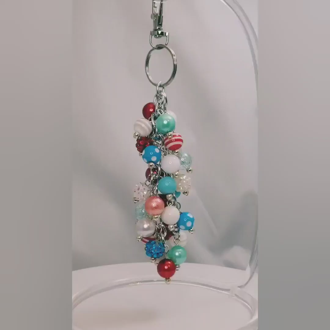 Handmade Beaded Mini Purse Charm or Bag Charm that dangles like a keychain