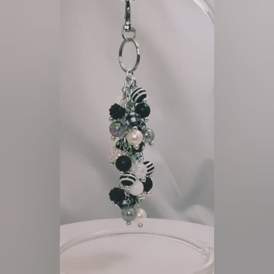 Buffalo Plaid Black and White Purse charm, Purse Charm Bag Charm
