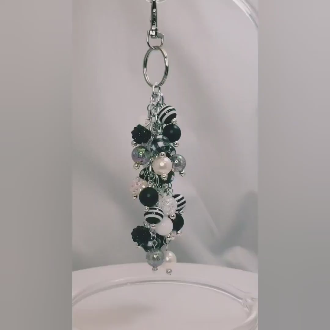 Buffalo Plaid Black and White Purse charm, Purse Charm Bag Charm