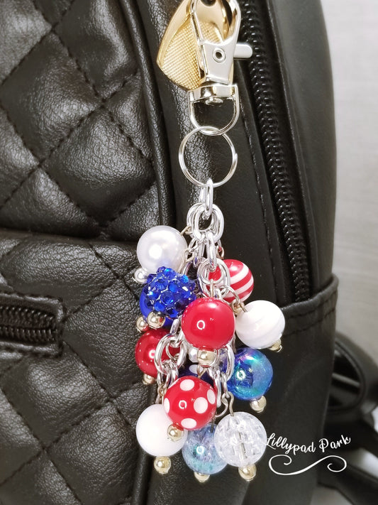 Handmade Beaded Mini Purse Charm or Bag Charm that dangles like a keychain