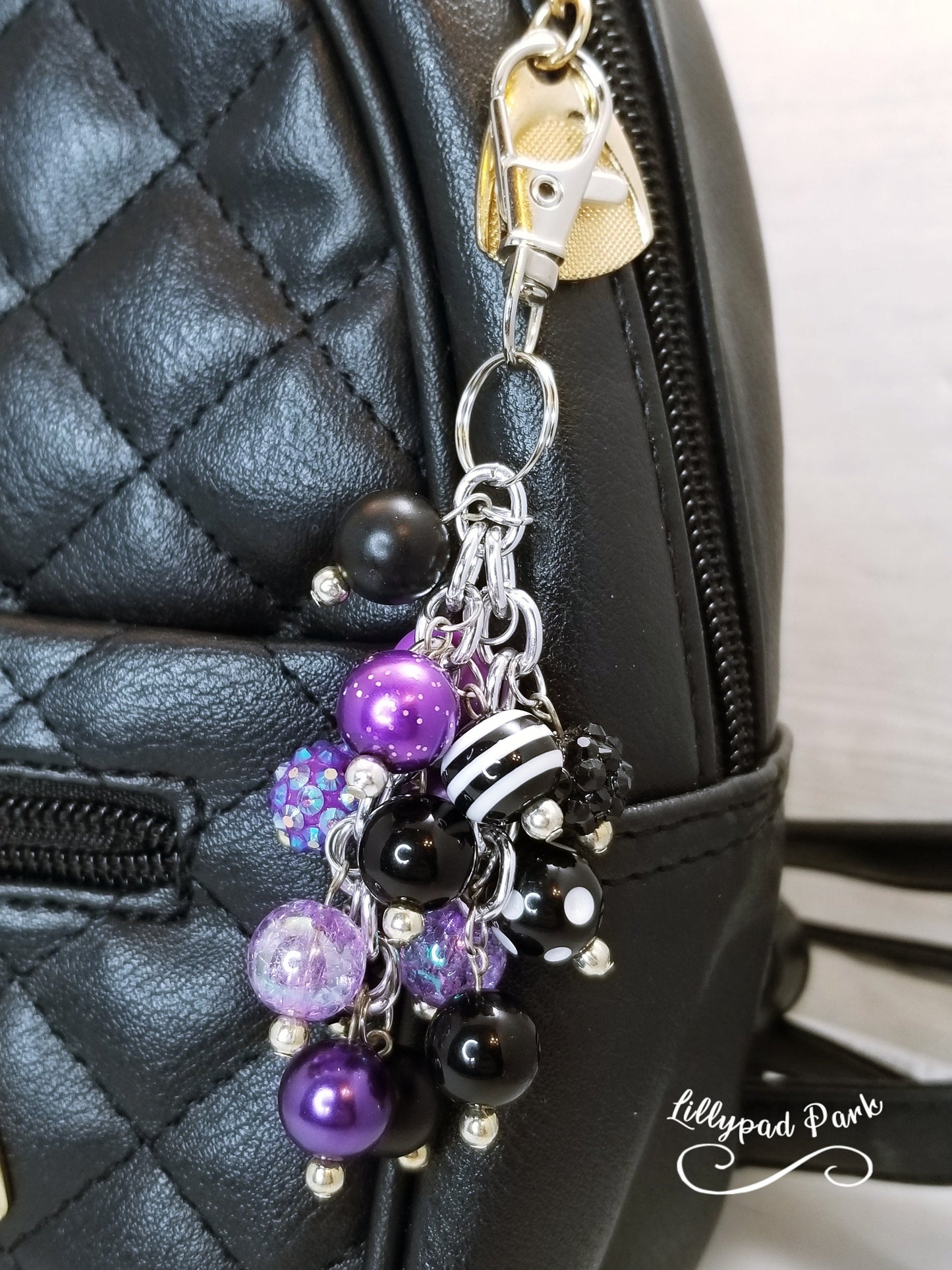 Handmade Beaded Mini Purse Charm or Bag Charm that dangles like a keychain