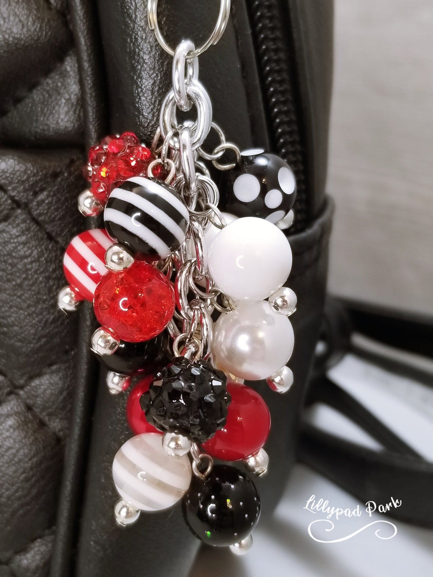 Handmade Beaded Mini Purse Charm or Bag Charm that dangles like a keychain