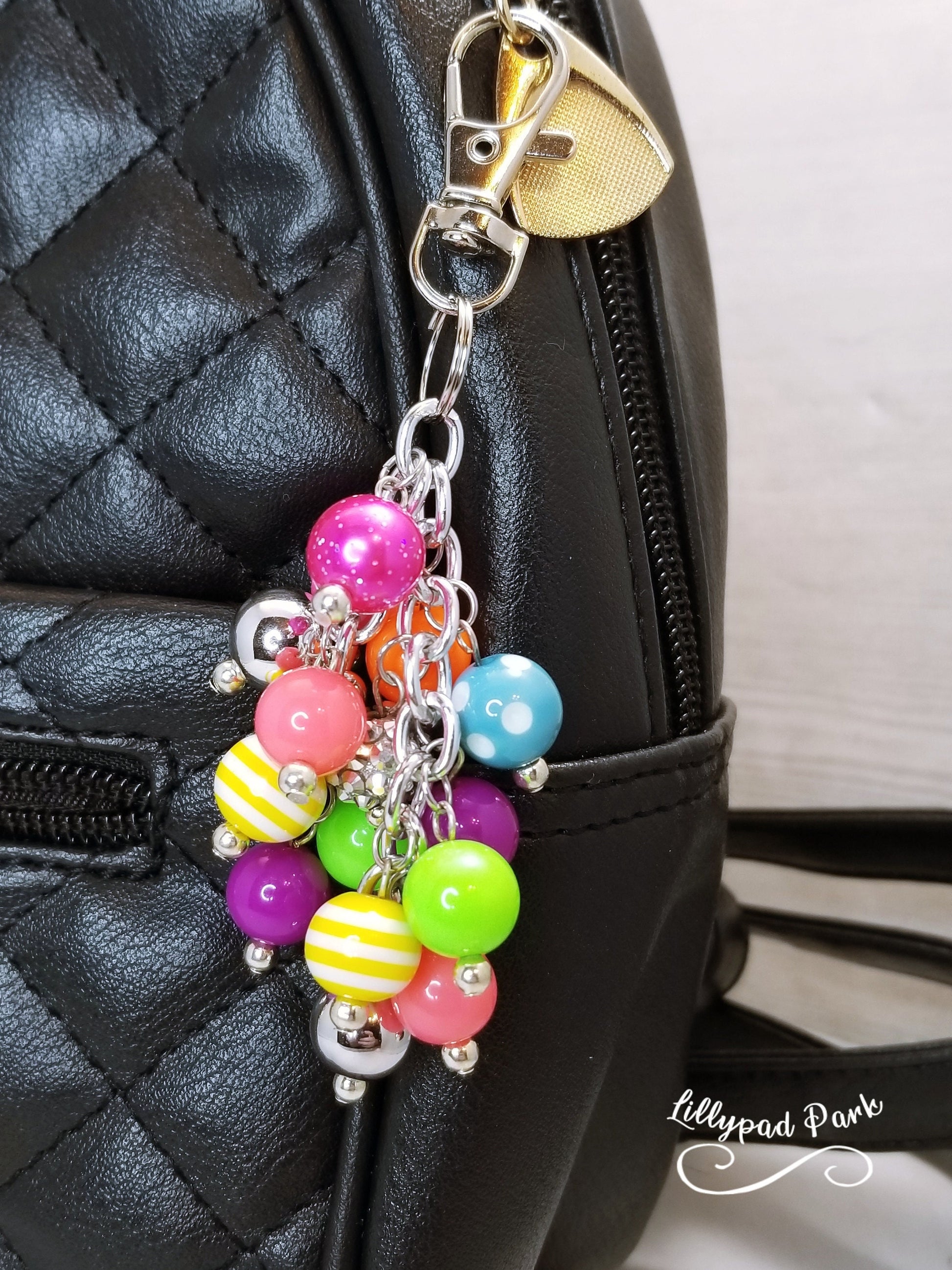 Handmade Beaded Mini Purse Charm or Bag Charm that dangles like a keychain