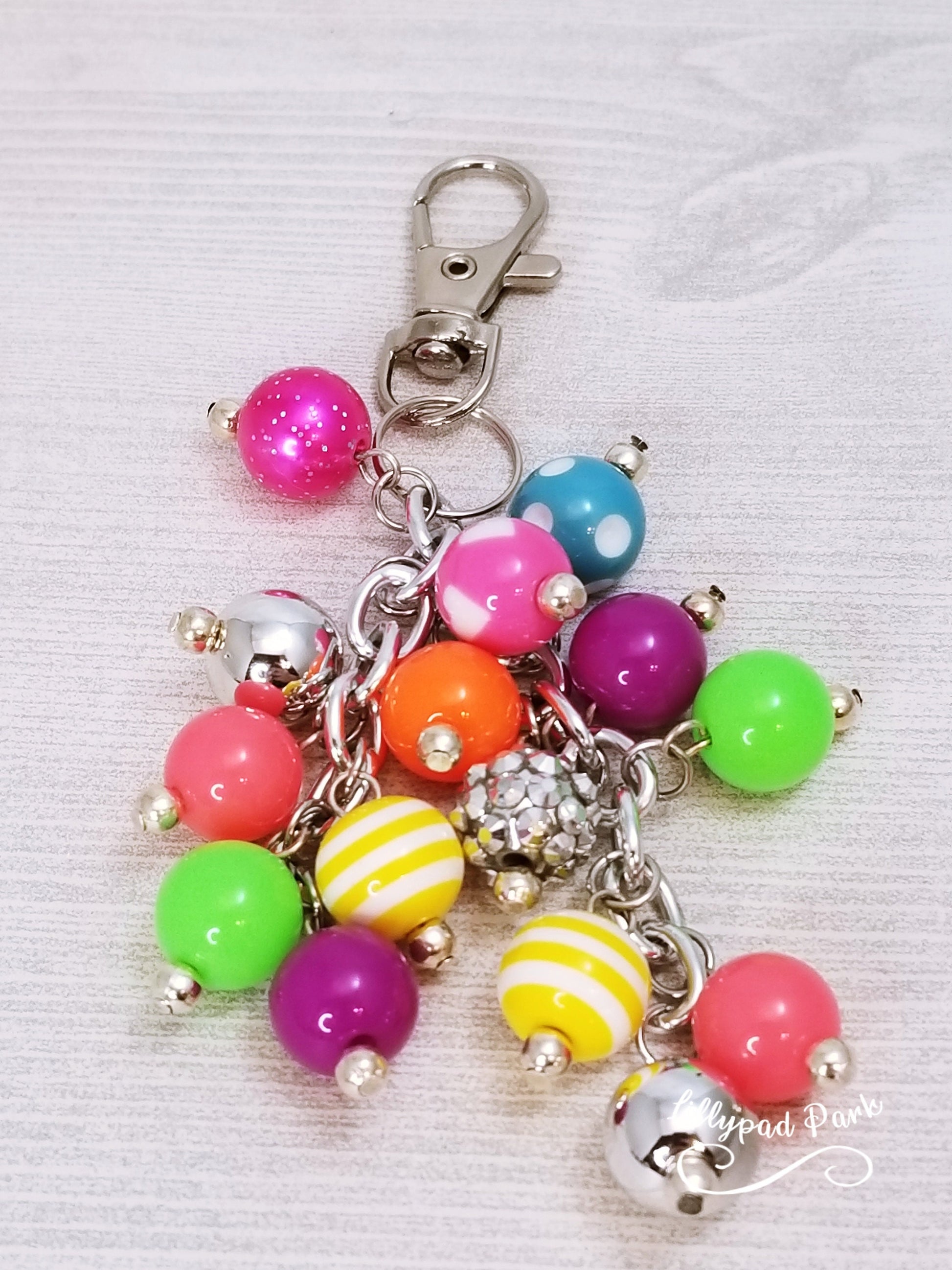 Handmade Beaded Mini Purse Charm or Bag Charm that dangles like a keychain