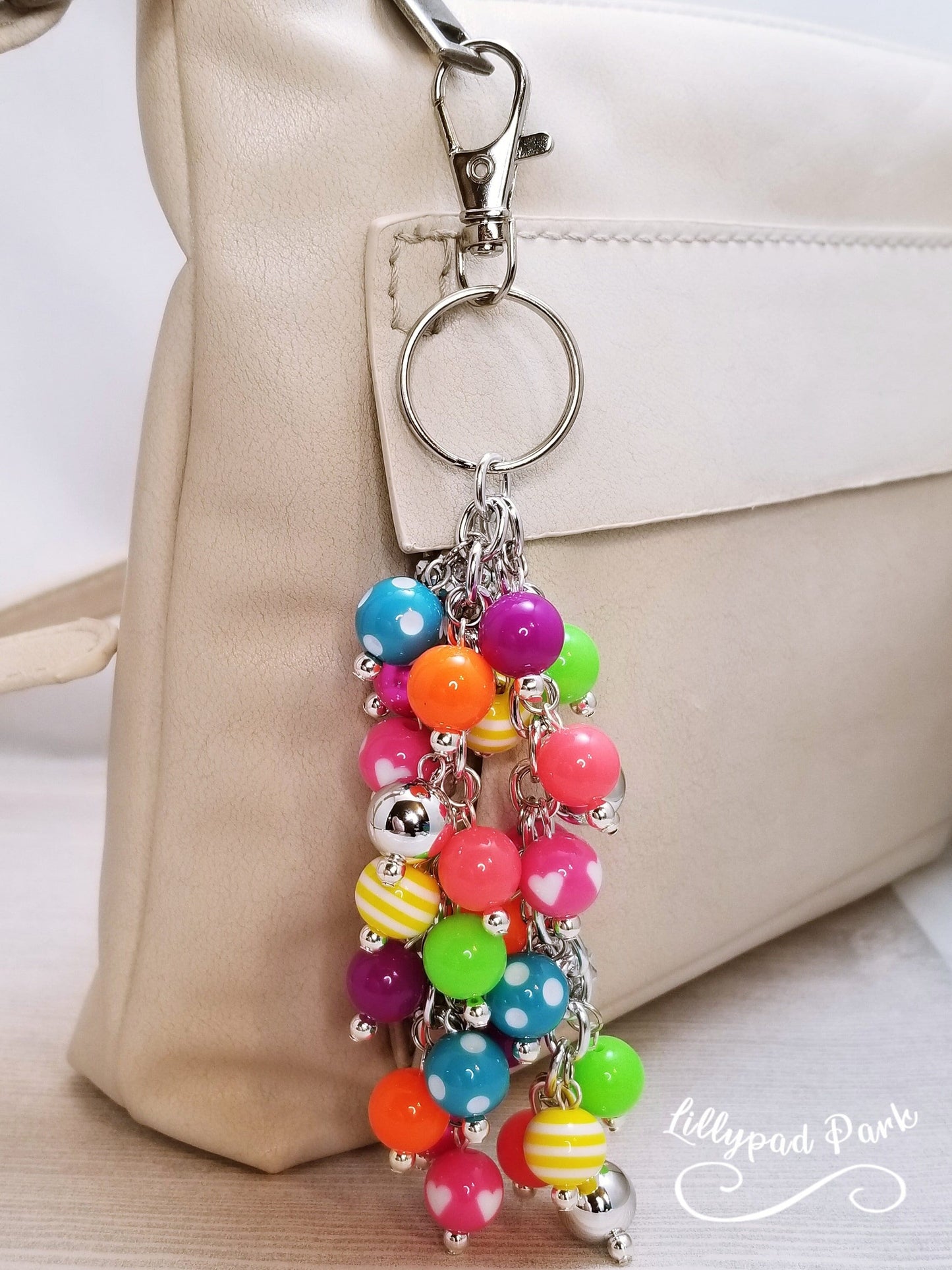 Handmade Beaded Purse Charm or Bag Charm that dangles like a keychain