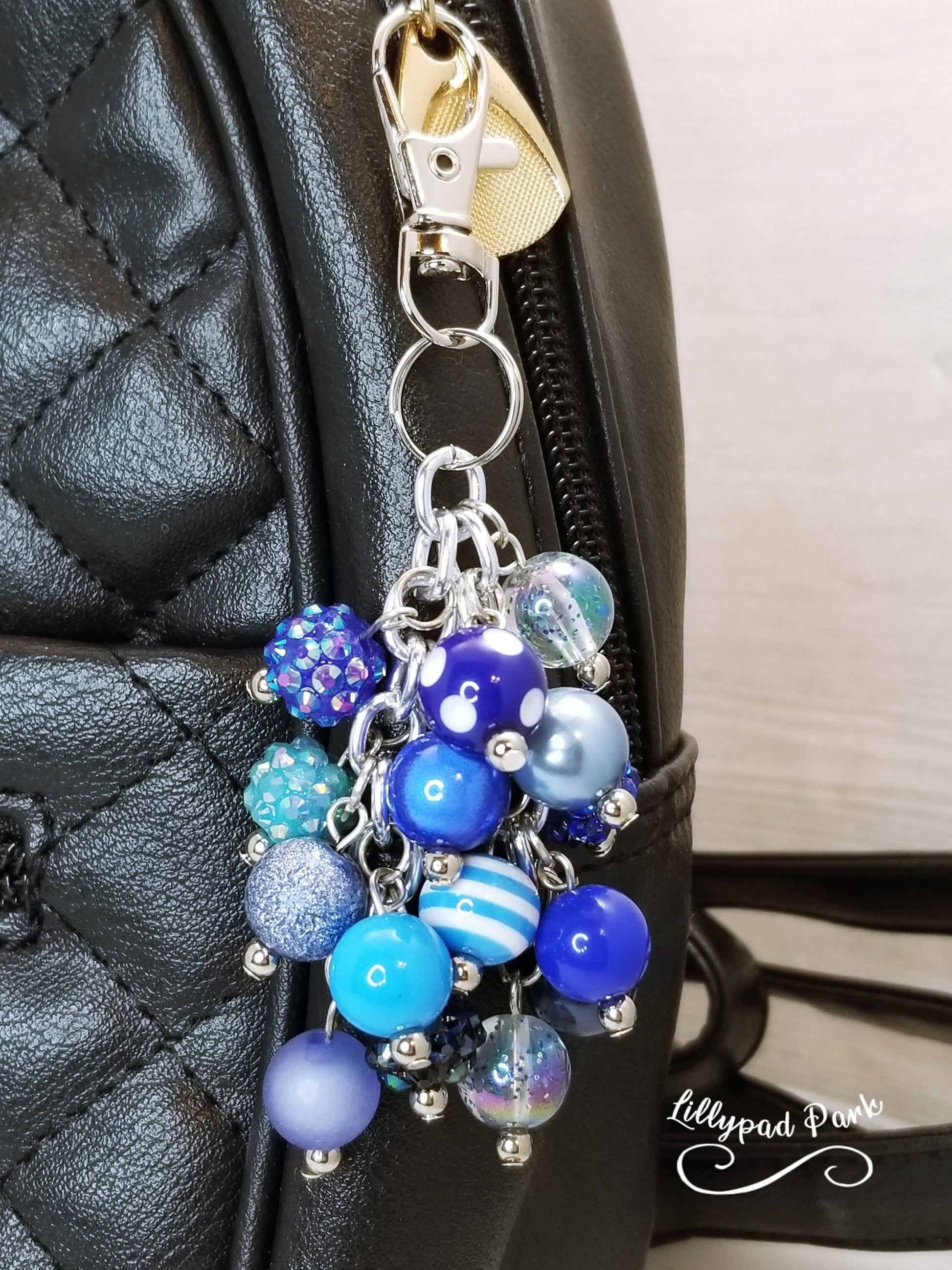 Handmade Beaded Mini Purse Charm or Bag Charm that dangles like a keychain