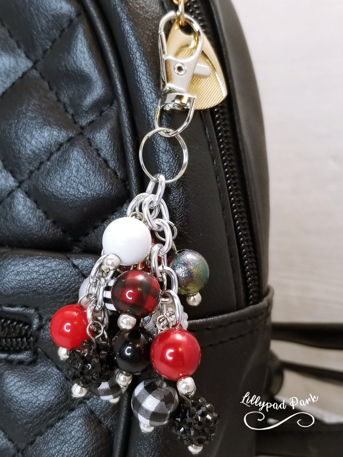 Handmade Beaded Mini Purse Charm or Bag Charm that dangles like a keychain