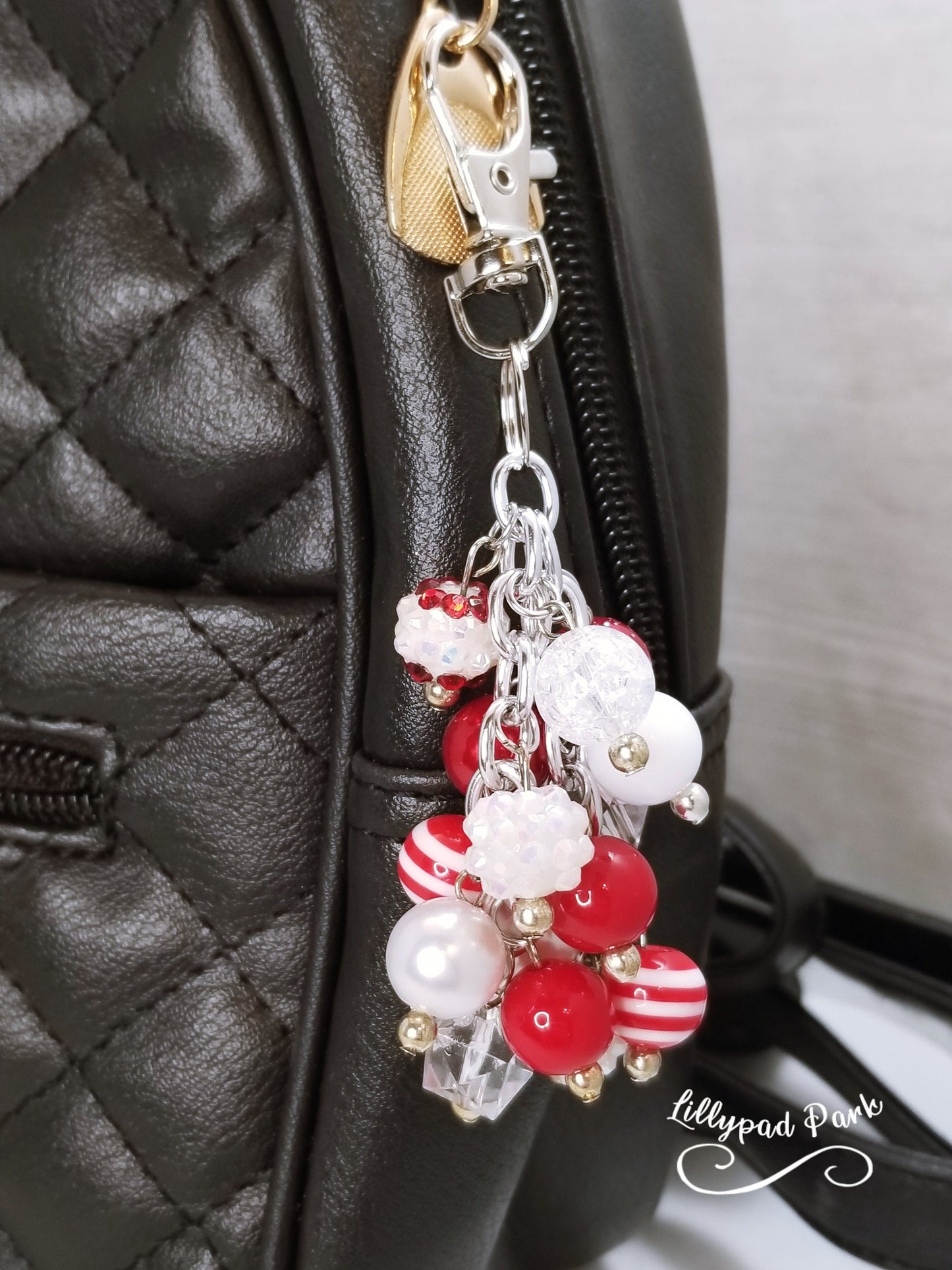 Handmade Beaded Mini Purse Charm or Bag Charm that dangles like a keychain