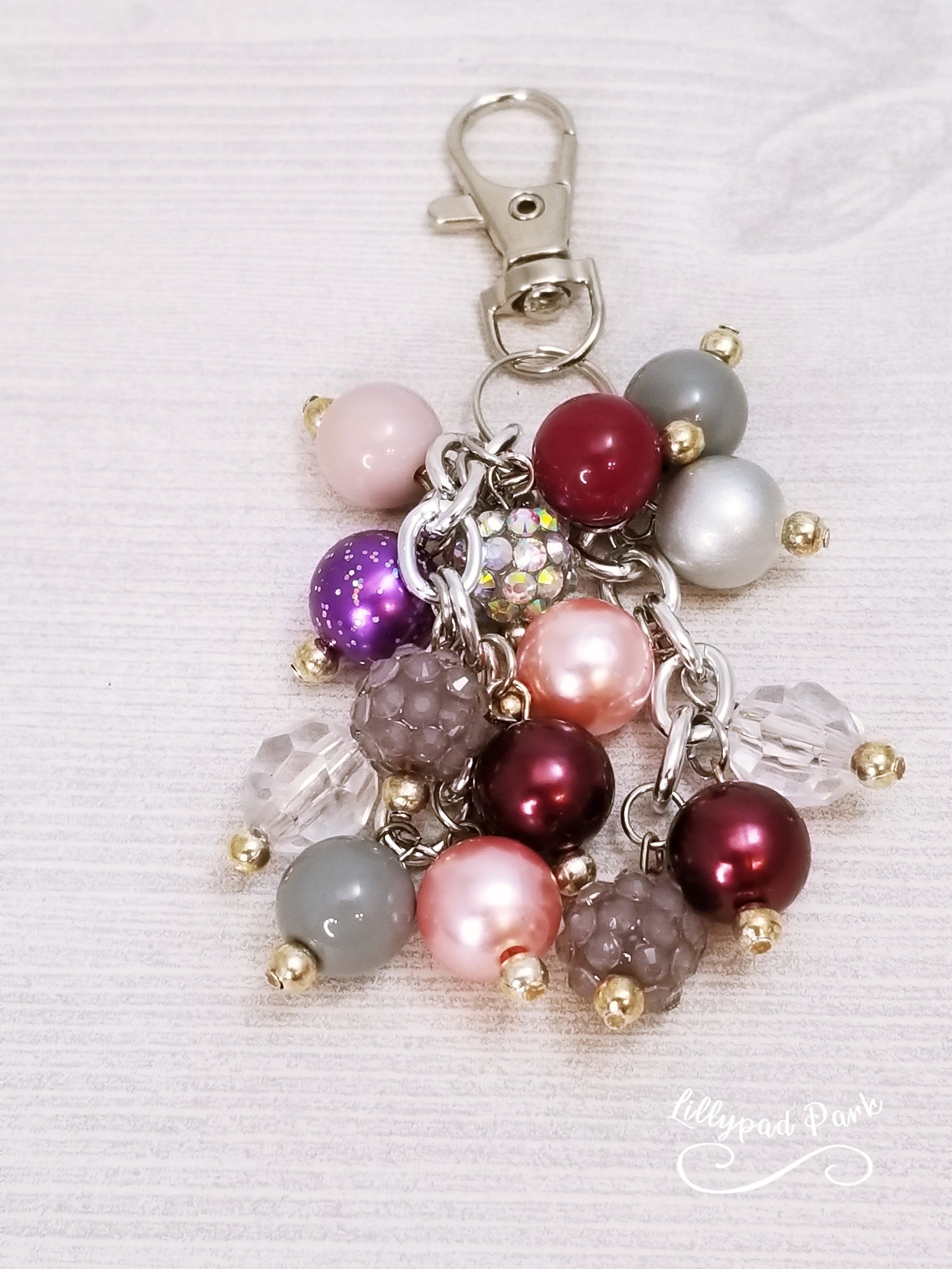 Handmade Beaded Mini Purse Charm or Bag Charm that dangles like a keychain