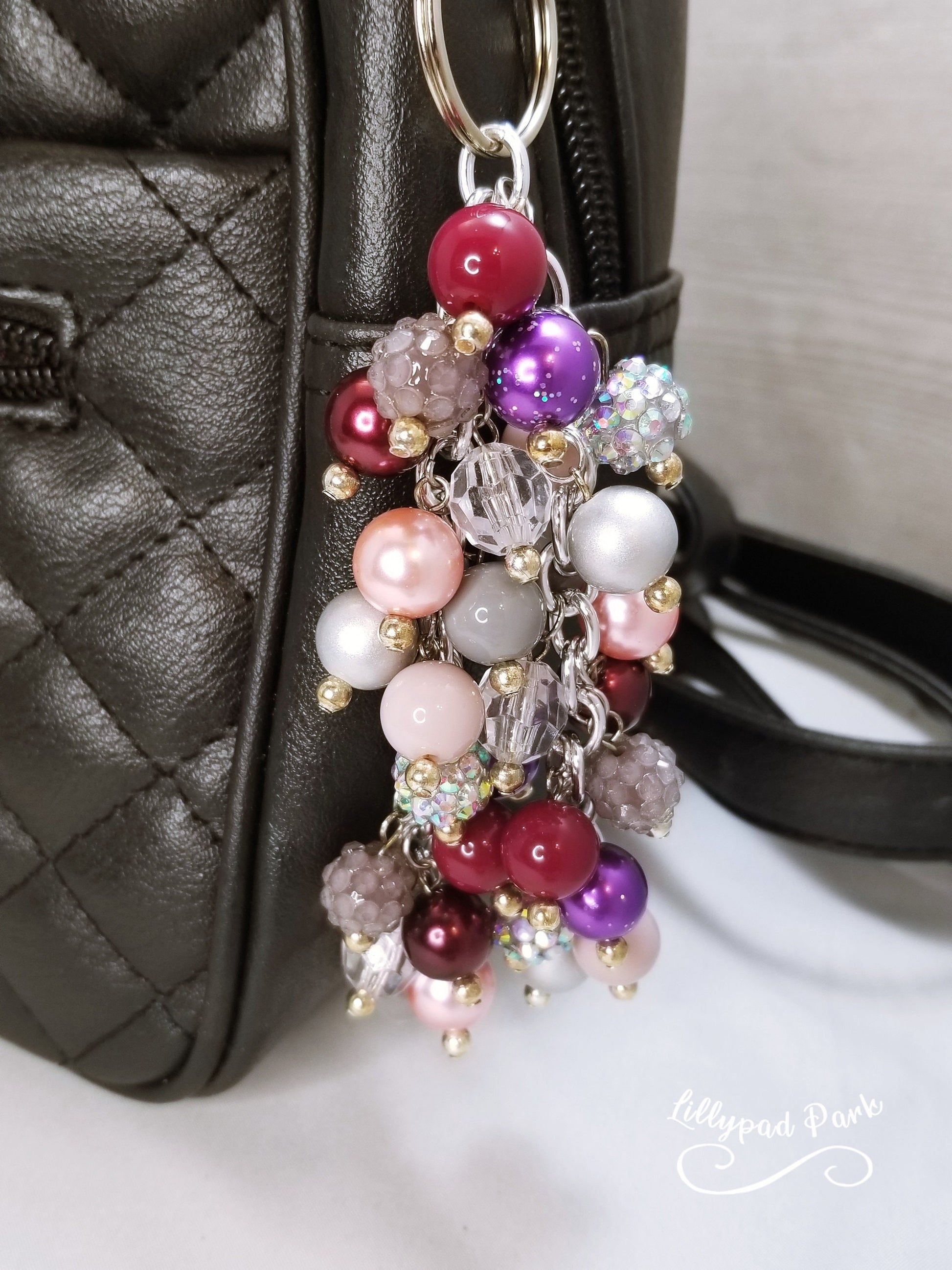 Handmade Beaded Purse Charm or Bag Charm that dangles like a keychain